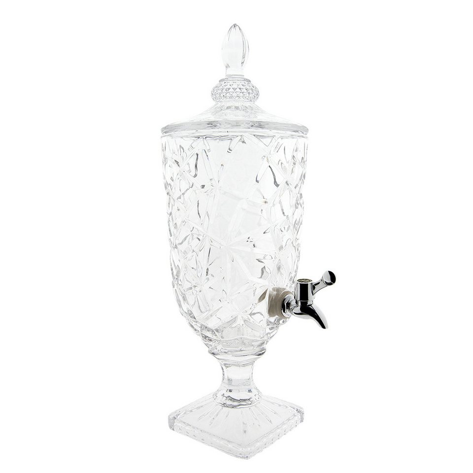 Clayre & Eef Wasserkrug Clayre & Eef Saftkanne mit Hahn Deckel 3 Liter Glas-Getränkespender
