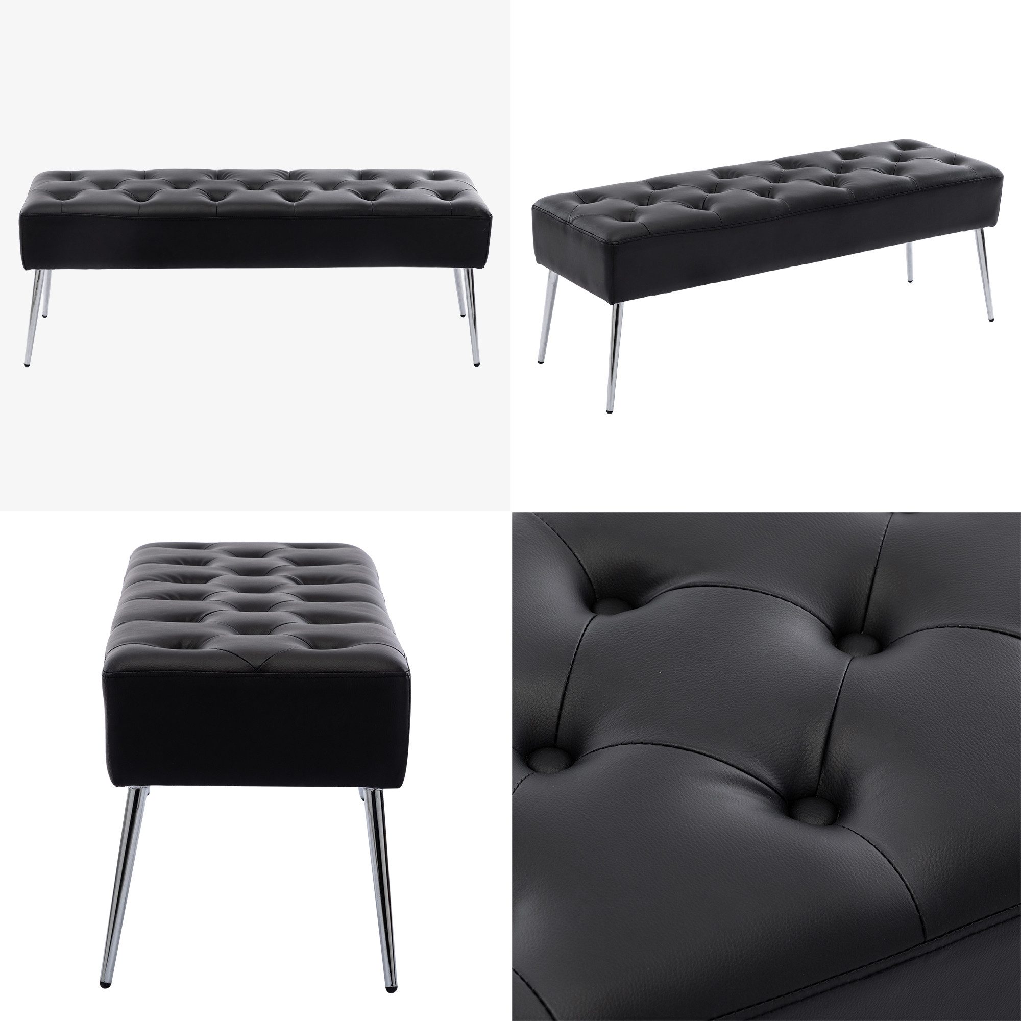 Duhome Sitzhocker (9130C), Sitzbank Polsterbank Sitzhocker Schminkbank mit Knöpfen, Metallbeine