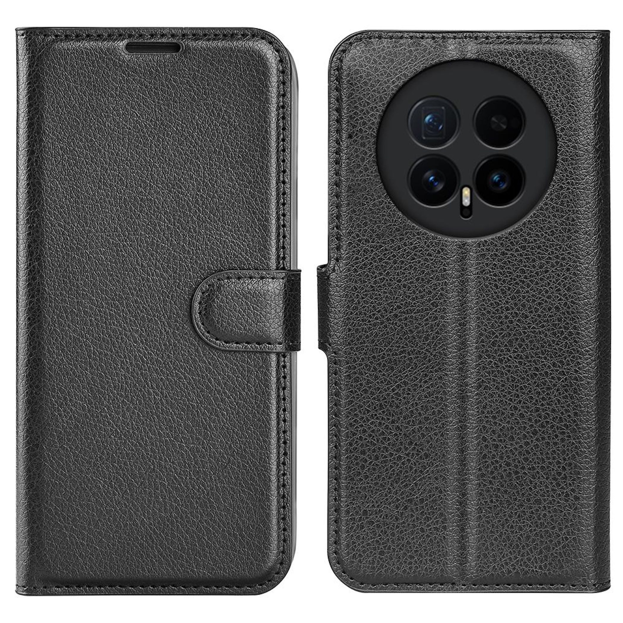 Wigento Smartphone-Hülle Für Honor Magic 8 Kunstleder Book Wallet Schutz Hülle Tasche Schwarz, Kunstleder Hülle mit Kartenfächern und Standfunktion