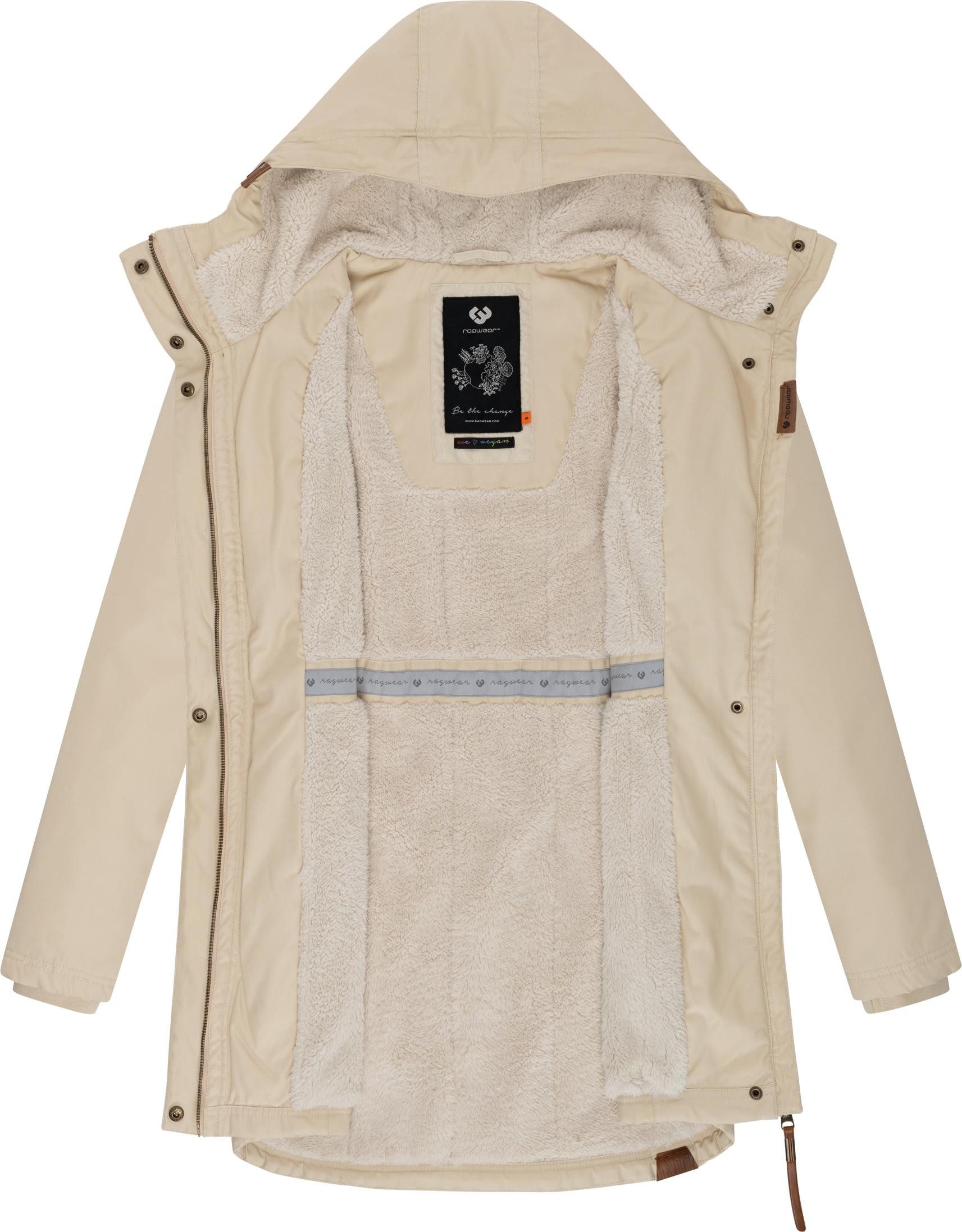 Ragwear Wintermantel Elsie stylischer Winterparka mit Kapuze und Teddyfleece