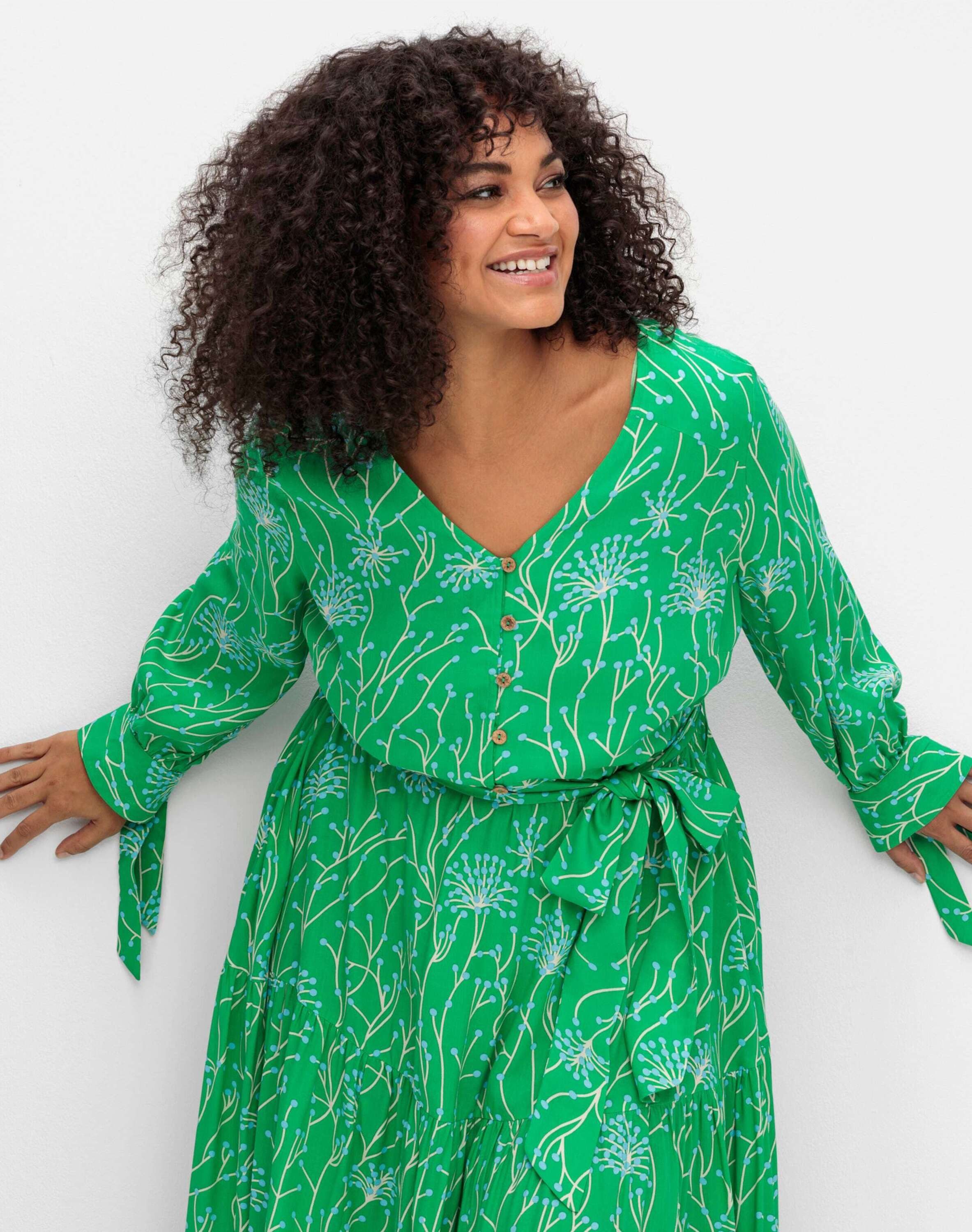 sheego by Joe Browns Etuikleid Maxikleid Langarm mit floralem Alloverdruck