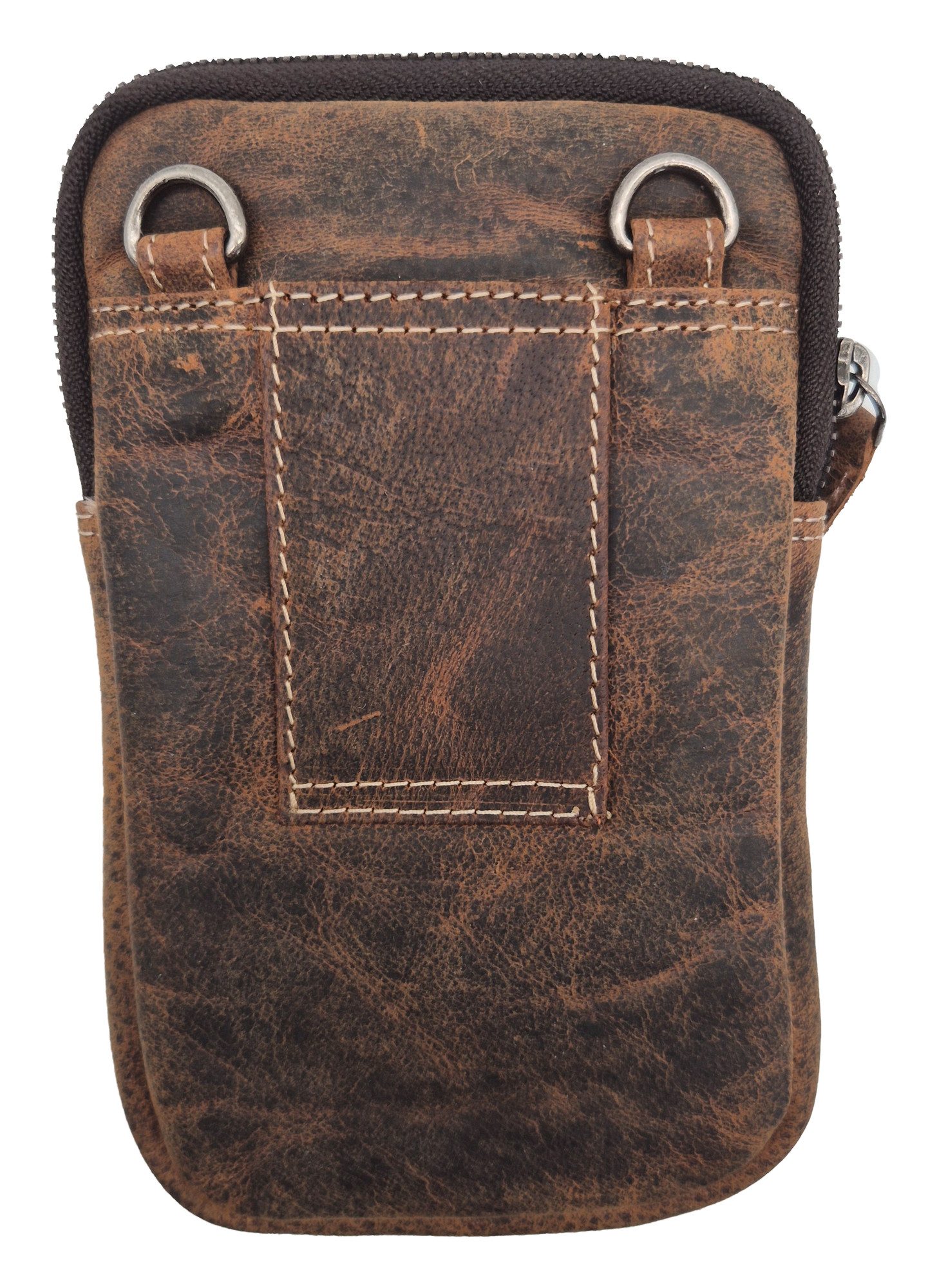 Einkaufszauber Gürteltasche Echt Leder Handy und Gürteltasche Kombination Rustikal (mit Schultergurt aus Leder), Echt Leder – Bild 3 von 5