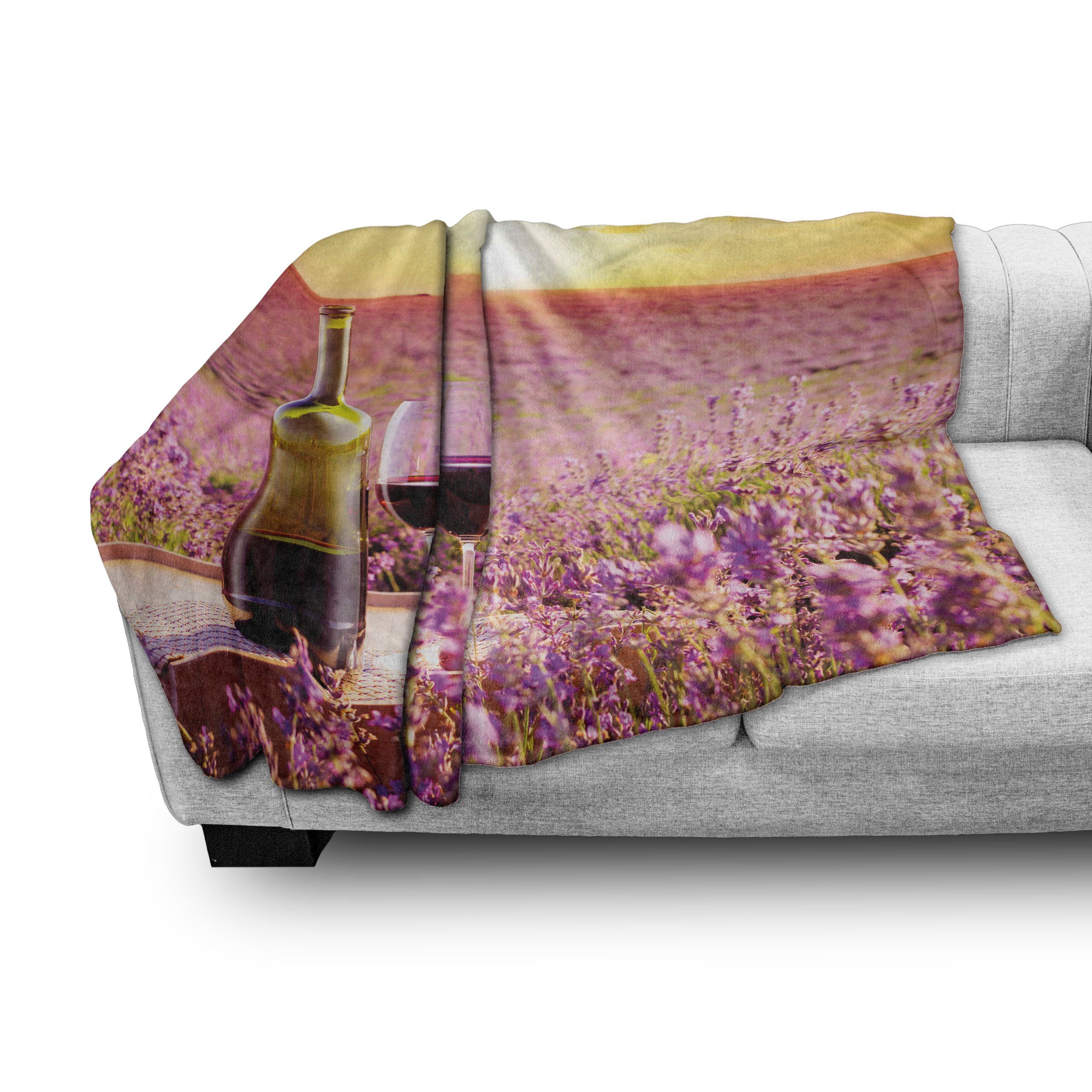 Wohndecke Gemütlicher Plüsch für Innen- Blooming Wein Abakuhaus, Picknick Lavender den und Außenbereich