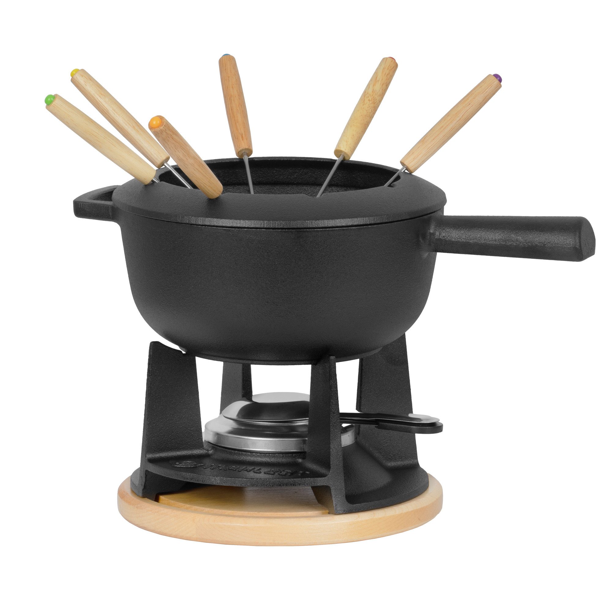 Mahlzeit Fondue 13-tlg. Gusseisen Fondue Set für 6 Personen, 2 L, preseasoned, 6 Fonduegabeln, 2.00 l, für Käsefondue, Schokoladenfondue, Fleischfondue