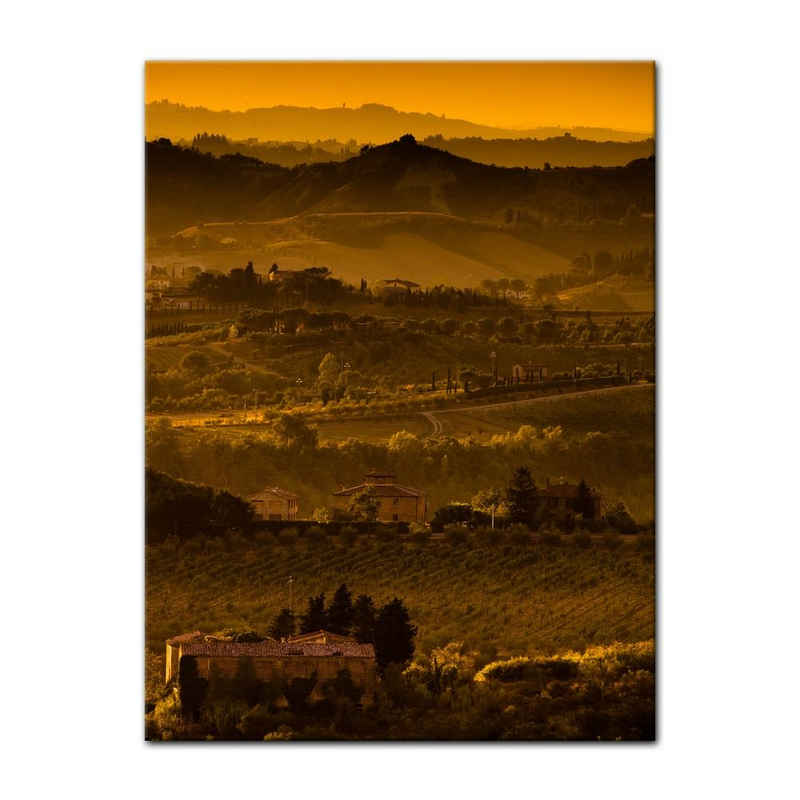 Bilderdepot24 Leinwandbild Toskana im Sonnenuntergang, Landschaften