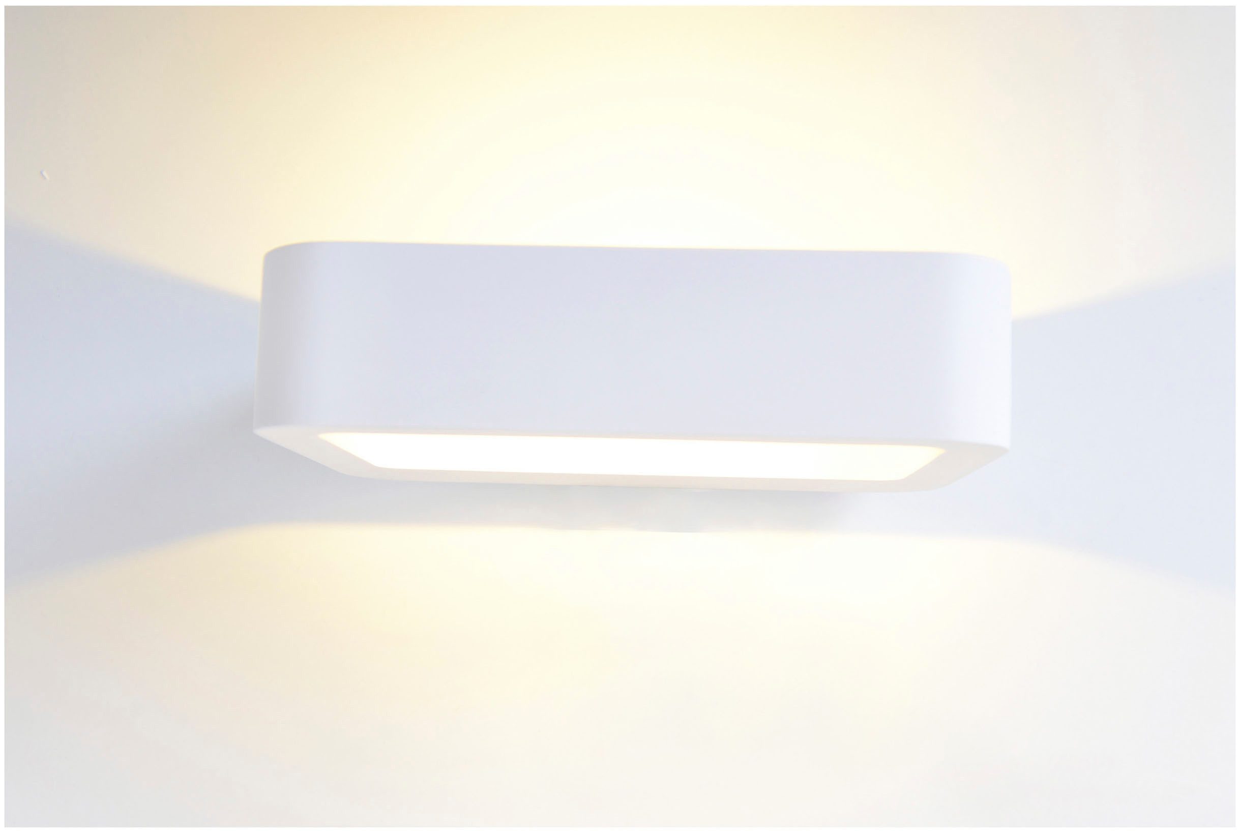näve LED Wandleuchte Wanna, LED fest integriert, Warmweiß, incl. 1x 5W Edison LED, l: 20cm, b: 12cm, h: 5cm, Gips, weiß