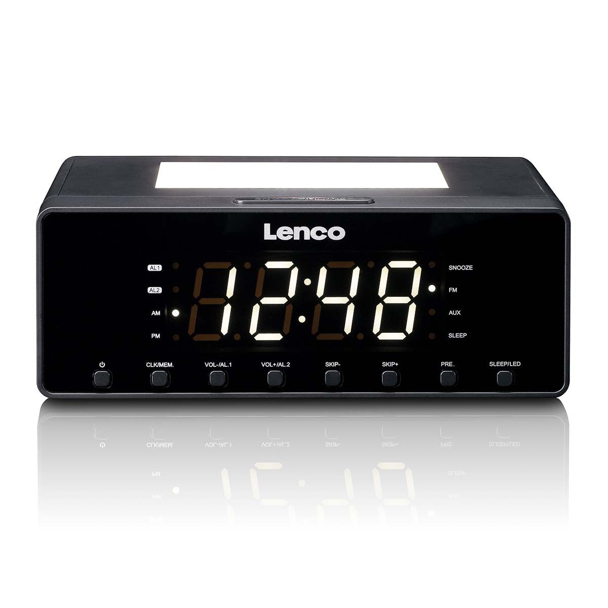 Lenco Radiowecker CR-540BK FM Radiowecker, dimmbares Nachtlicht, 1,2" LED, USB-Ladefunktion