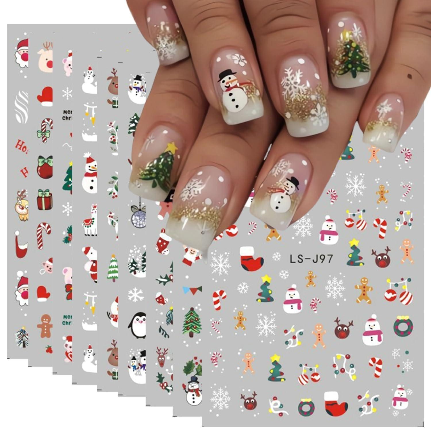 LuxusKollektion Nagel-Tattoo Nagelsticker Weihnachten 9 Bogen 3D DIY