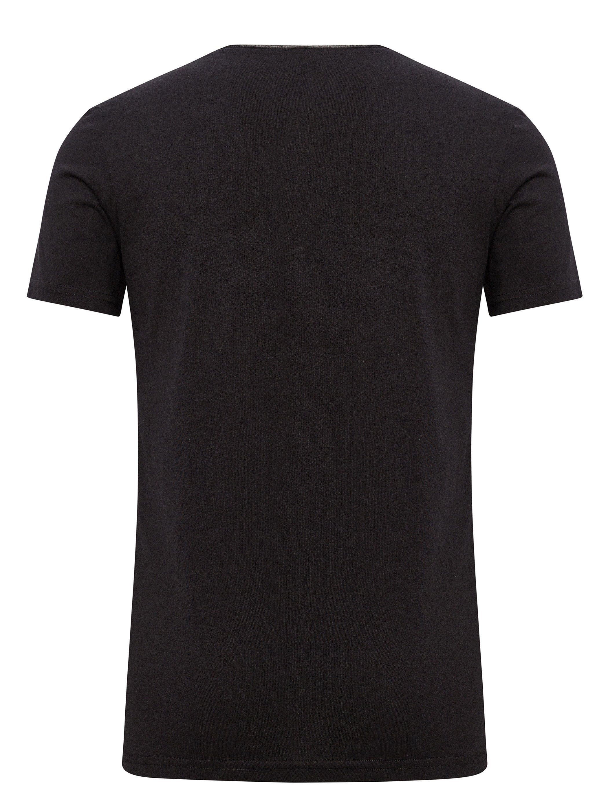 164007) Basic V-Neck Nasus V-Shirt WOTEGA Tee Schwarz (black
