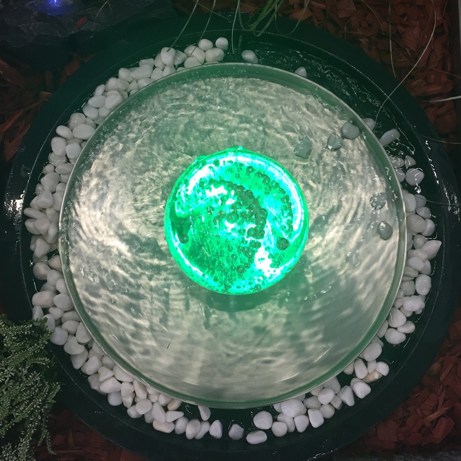 Köhko Gartenbrunnen Glaskugel „Saturn“ Springbrunnen Kugelleuchte