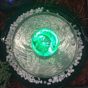 Köhko Gartenbrunnen Glaskugel „Saturn“ Springbrunnen Kugelleuchte