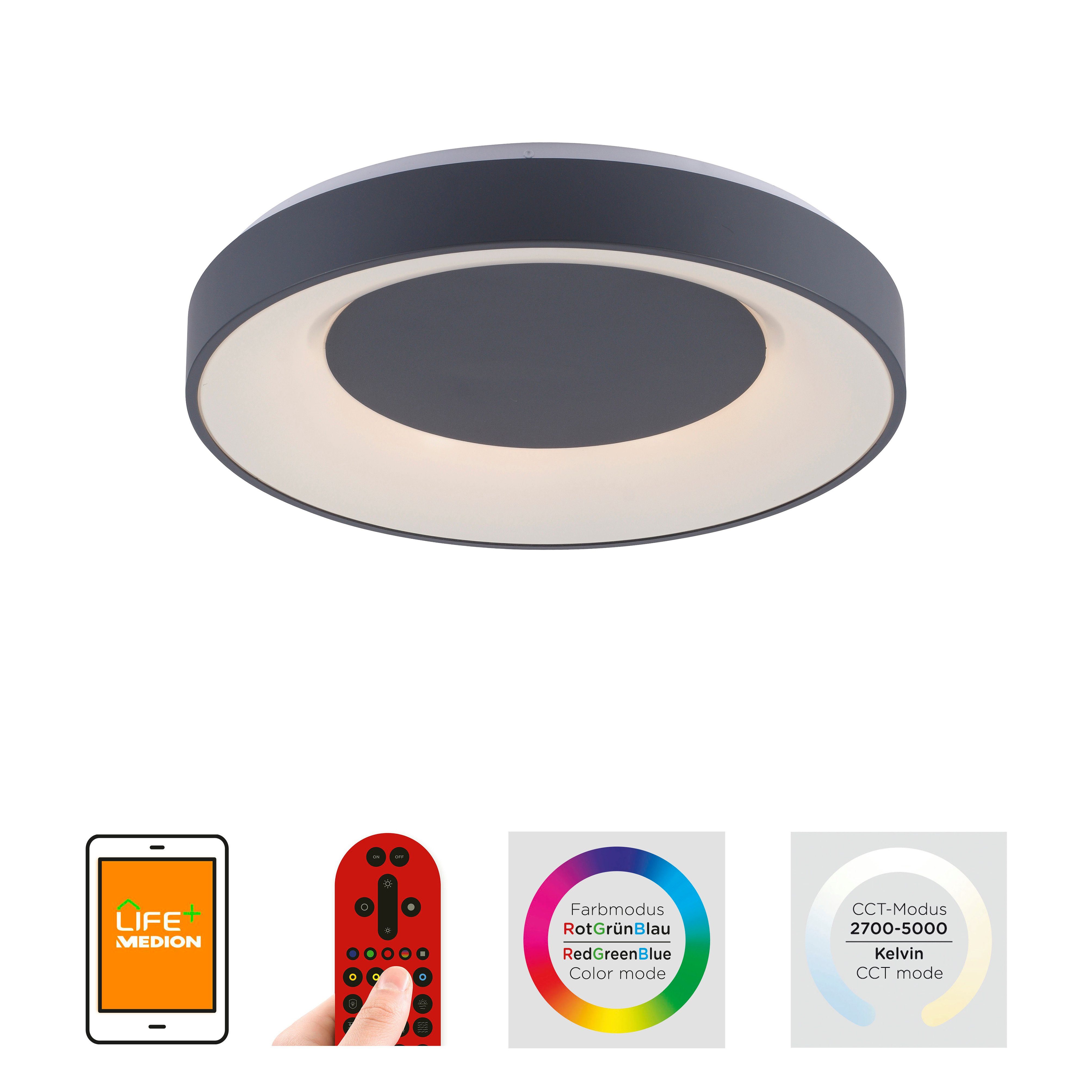 JUST LIGHT Deckenleuchte Ls-ANIKA, Fernbedienung, Infrarot inkl., Memory, nach Trennung vom Netz, dimmbar über Fernbedienung, LED fest integriert, warmweiß - kaltweiß, RGB+tunable white, Infrarot inkl., Fernbedienung, Smarthome fähig