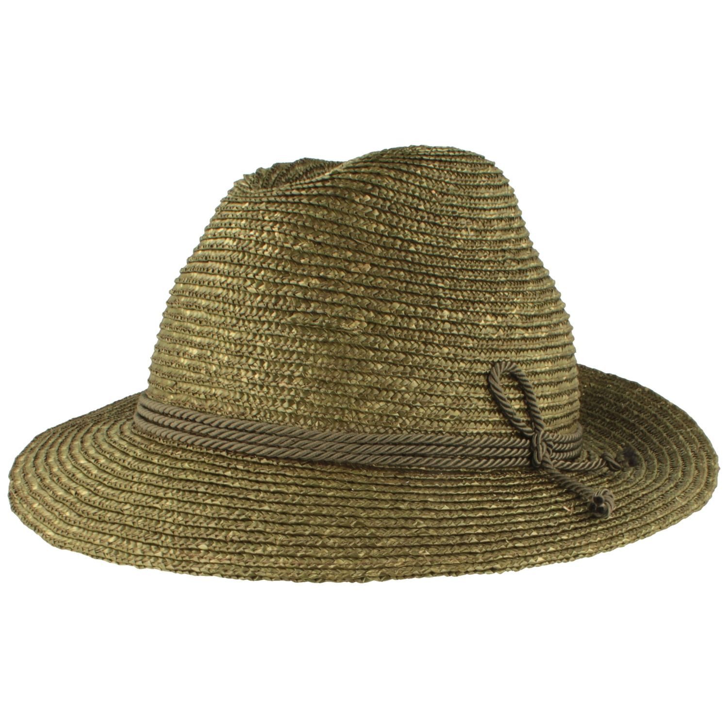 Breiter Trachtenhut Trachten-Strohhut mit 3-fach Kordel
