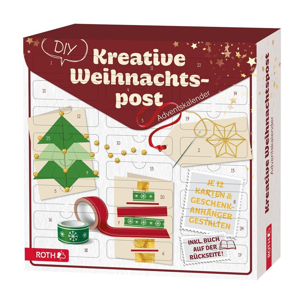 Roth Adventskalender Kreative Weihnachtspost, 24 Bastelsets für Karten & Anhänger mit Anleitung