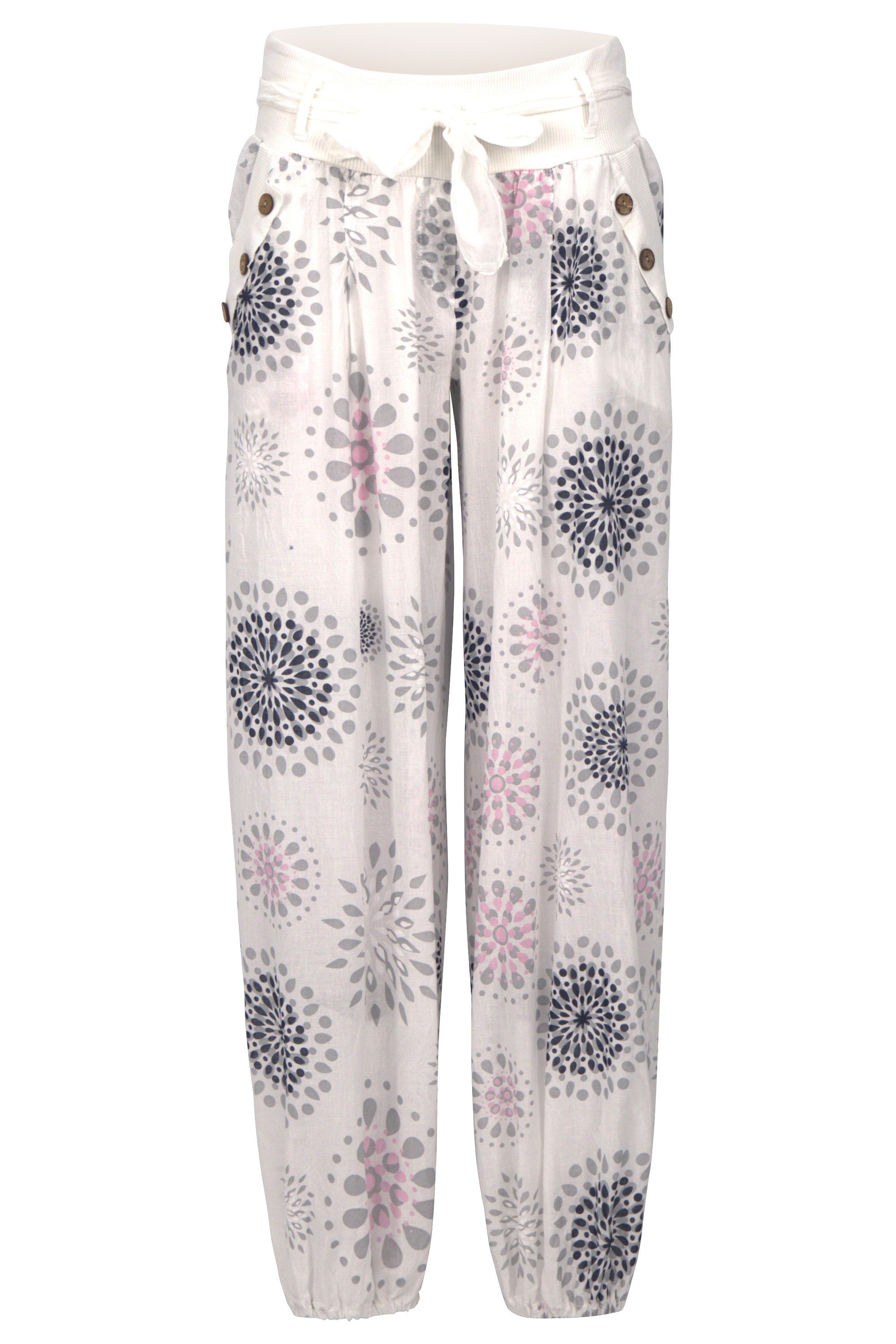 Haremshose malito Damen Pumphose mit Print, leichte Stoffhose inkl. Gürtel