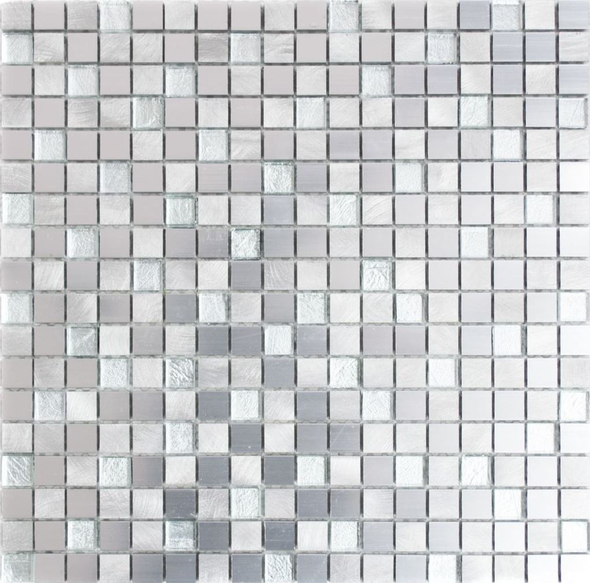Mosani Mosaikfliesen Mosaik Fliese Aluminium Glasmosaik silber Küchenrückwand