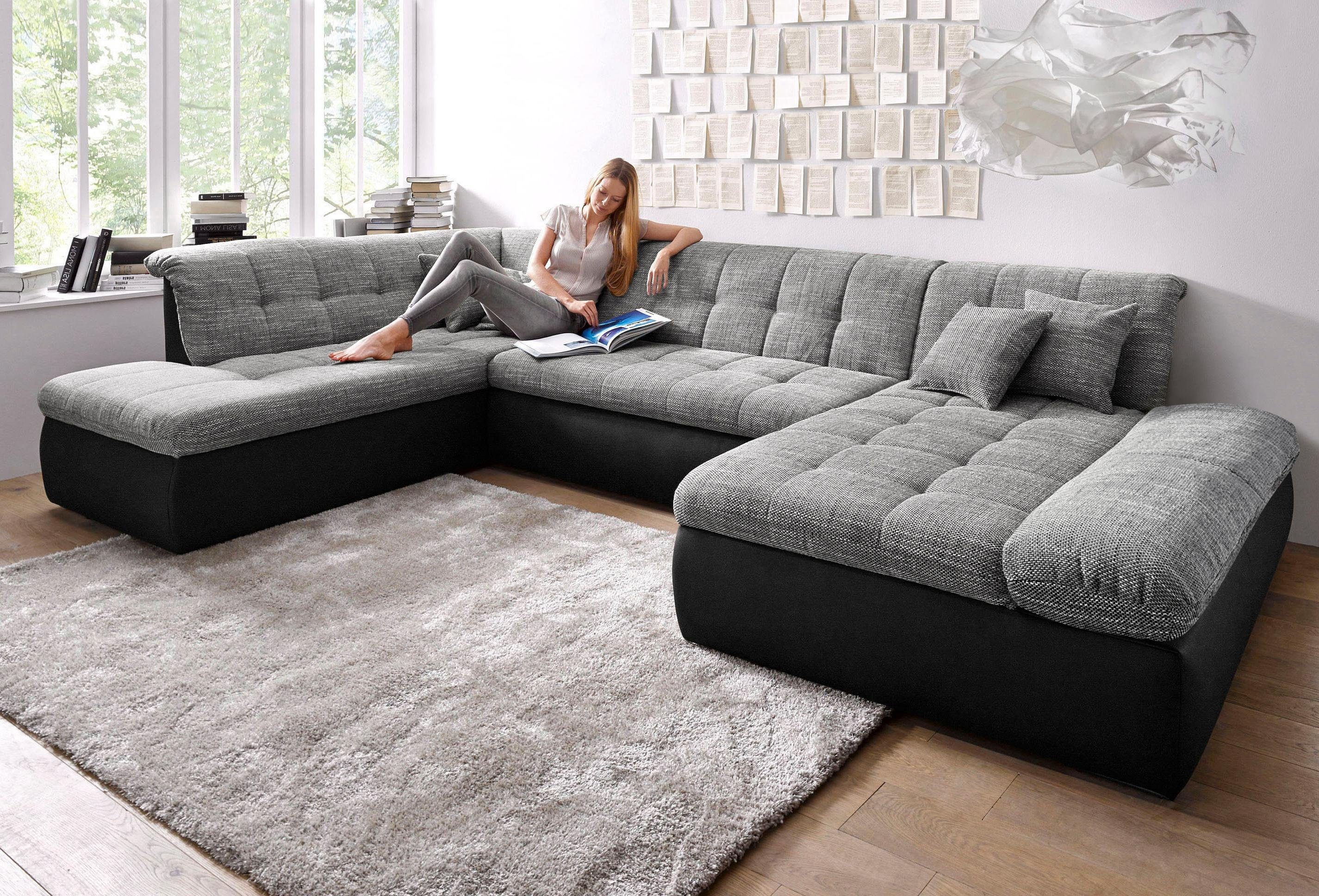 DOMO collection Wohnlandschaft Moric U-Form auch in Cord, im XXL-Format, wahlweise mit Bettfunktion und Armlehnenverstellung