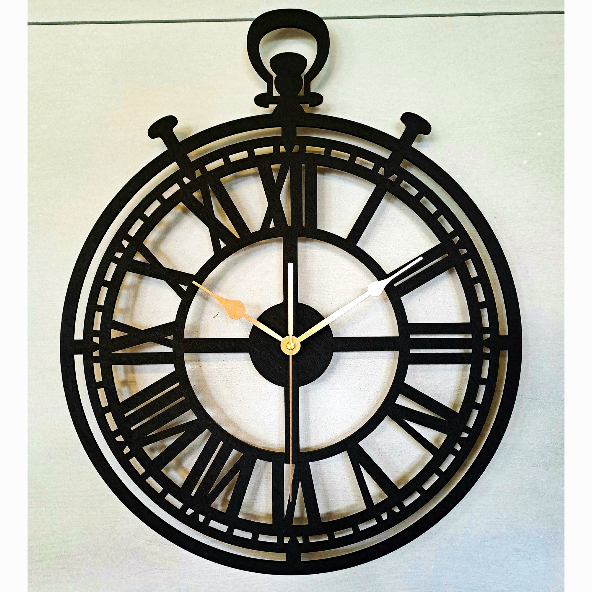 ORNAMENTI Wanduhr Grosse, vintage, hingucker Wanduhr, Holz, römisch, römische Ziffern (ohne Ticken, Wanddeko, Holzdeko, 3 Größen 40, 50, 60 cm)