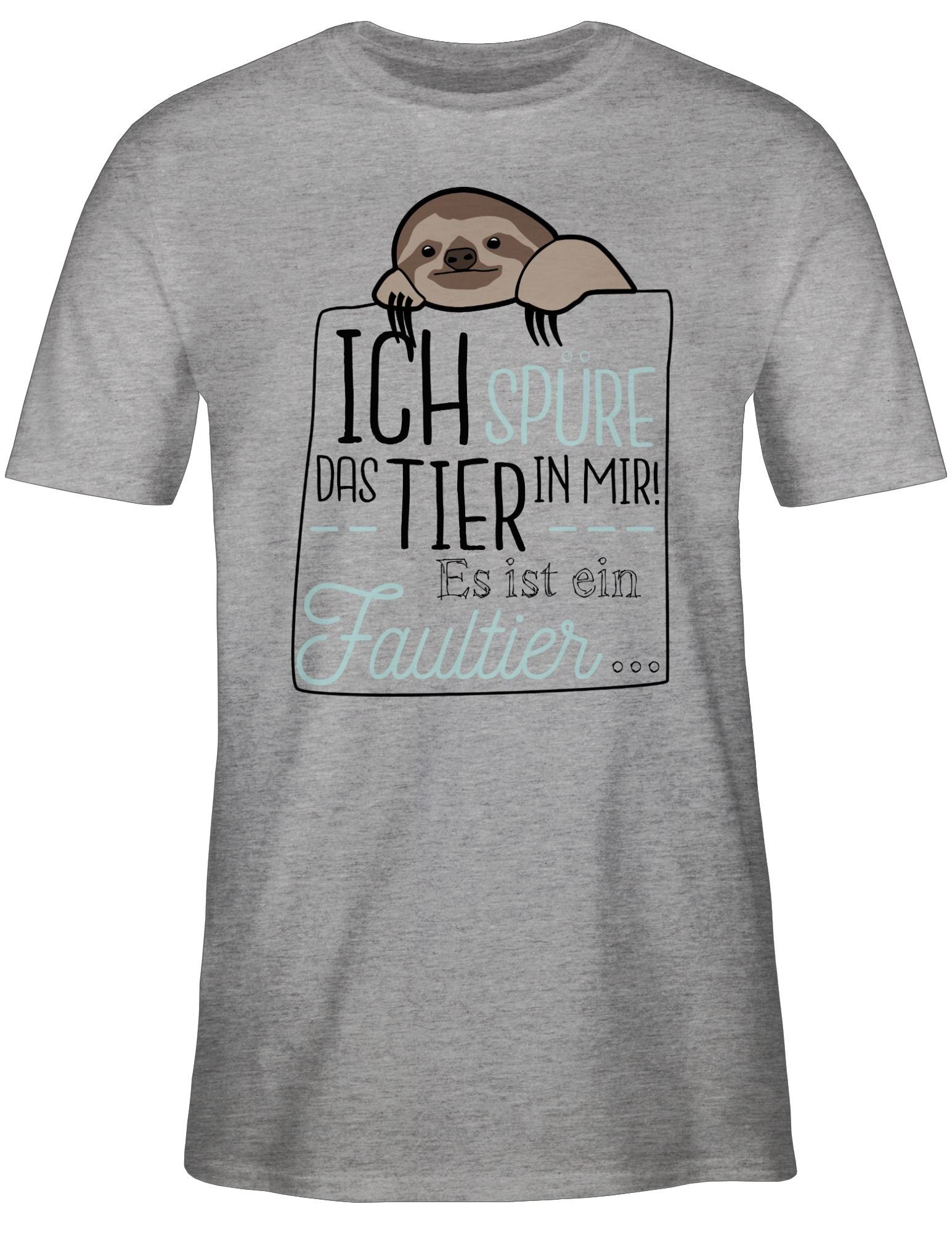 T-Shirt Ich spüre das Tier in mir es ist ein Faultier - schwarz