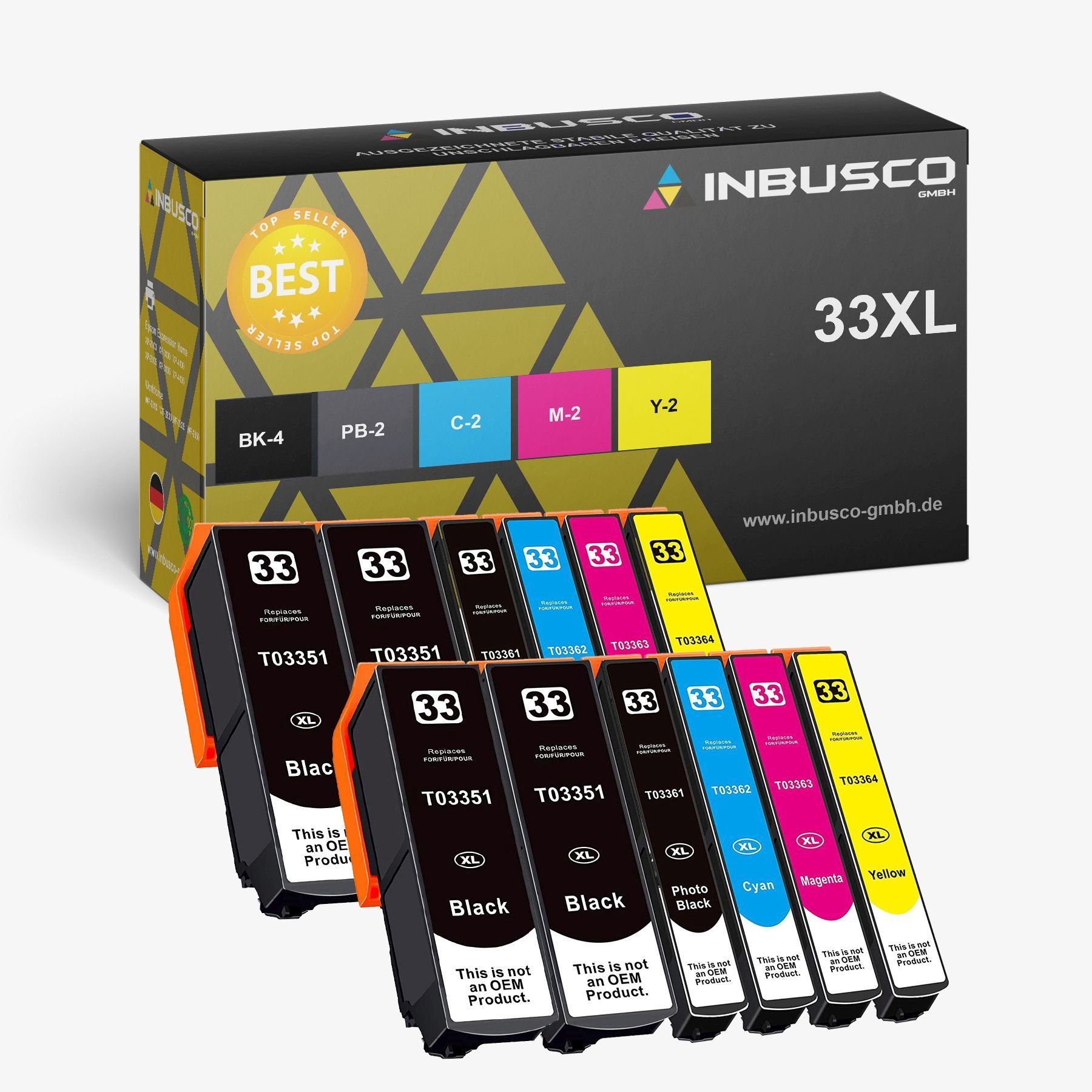 Inbusco 12x IBC Qualitäts Tintenpatronen für Epson Expression Premium XP Tintenpatrone