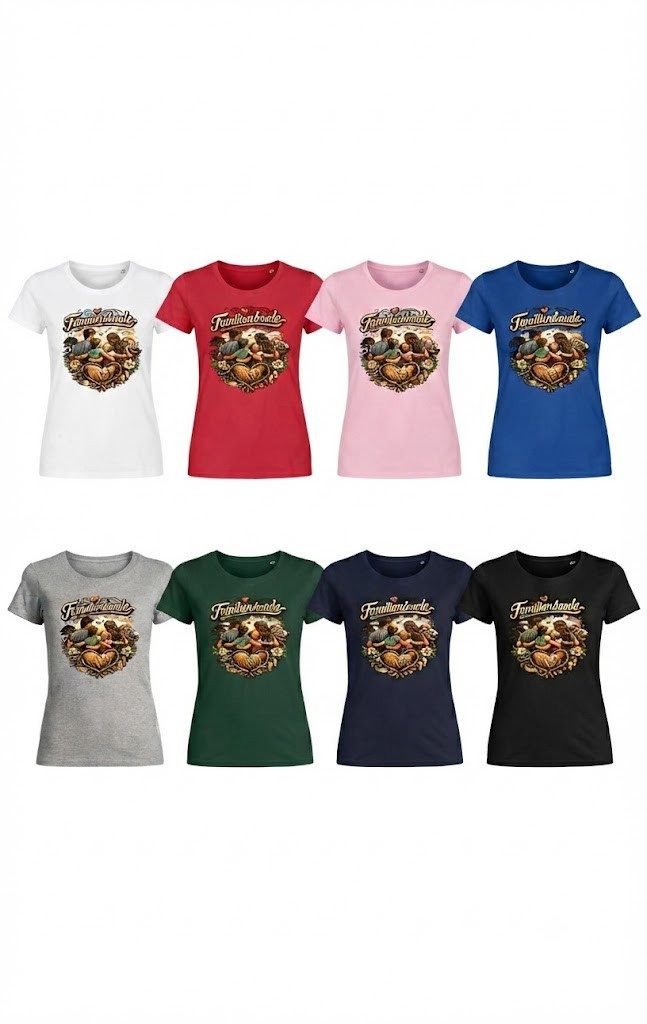 Blondie & Brownie T-Shirt Familienbande Damen Tee Print Familie Vater Mutter Geschenk Motiv (Einzelstück, Einzelartikel) Familienbande Damen Tee Harmonie Motiv