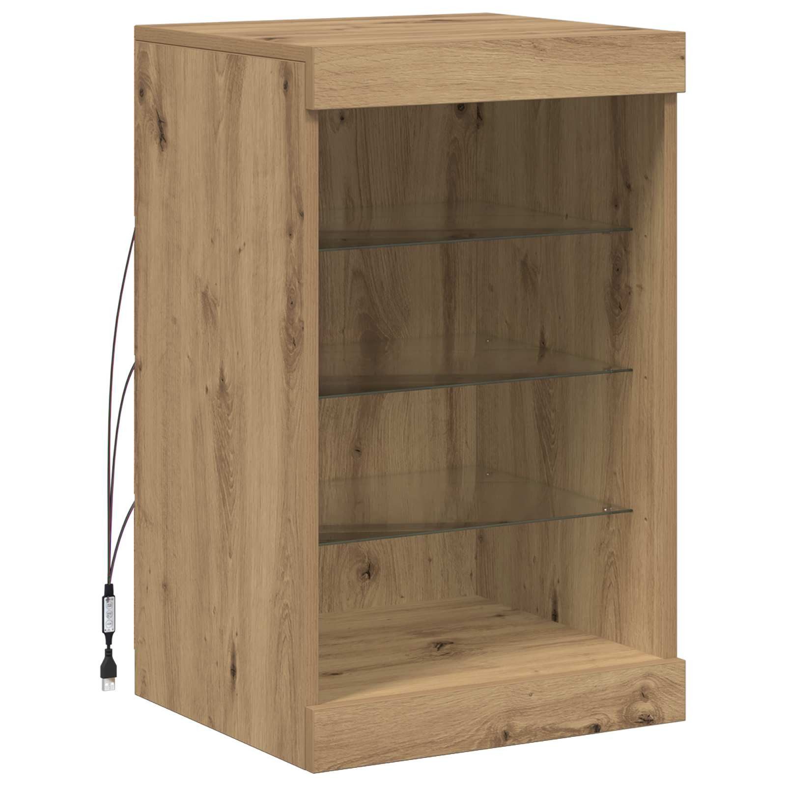 vidaXL Sideboard LED-Sideboard Artisan-Eiche 41 x 37 x 67 cm Holzwerkstoff (1 St)