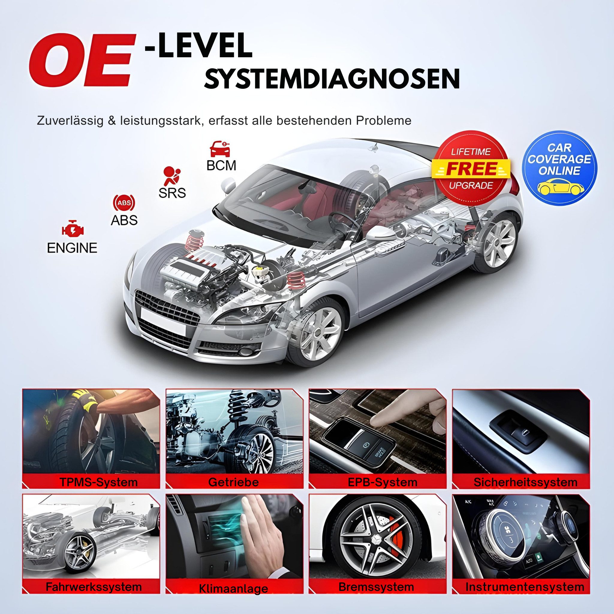 Thinkcar Kfz-Diagnosegerät OBD 2 Scanner, OBD Diagnosegerät, Touch, Bluetooth, Touch, dauerhafte Updates, Fehlercodelexikon, wireless