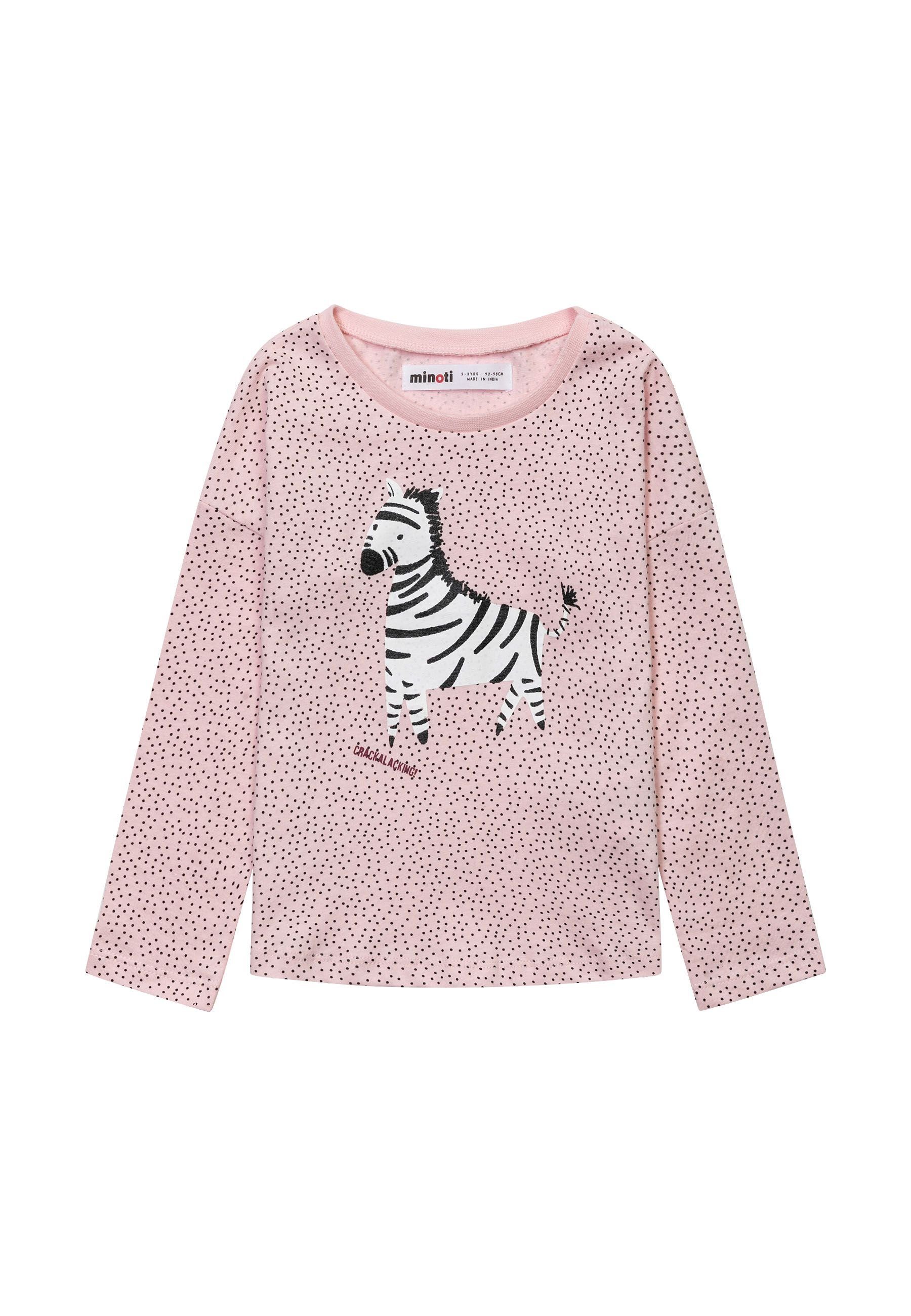 MINOTI Langarmshirt Langarm-T-Shirt mit Grafikprint (1y-8y) Rosa