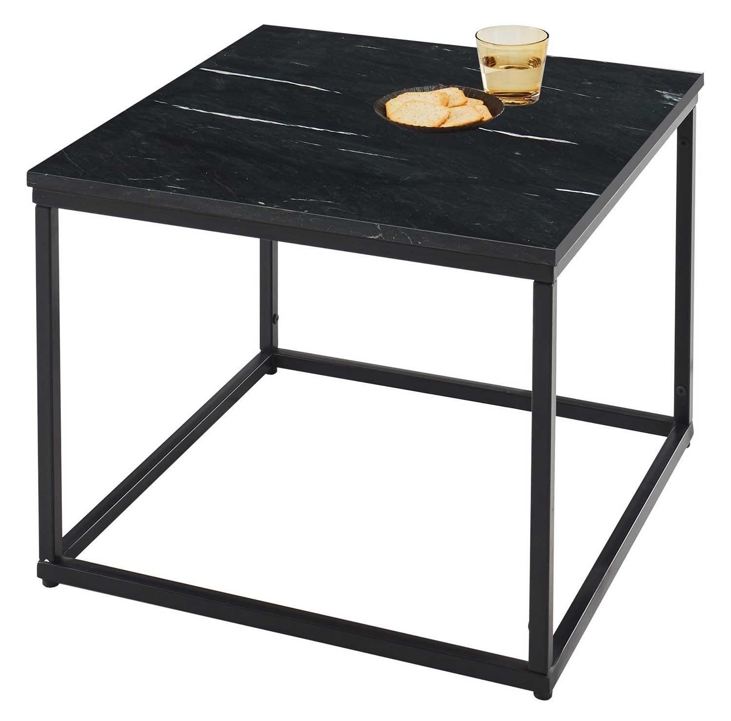 Stolkom Sp.z.o.o. Couchtisch SAMY, Schwarz, Marmor, Metall, Ablagefläche, B 60 x H 46 x T 60 cm