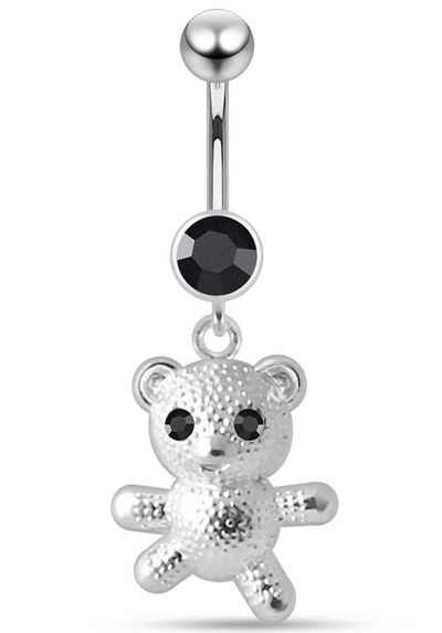 Firetti Bauchnabelpiercing Schmuck Geschenk Piercing Silber 925 Körperschmuck Teddybär, mit Zirkonia (synth)