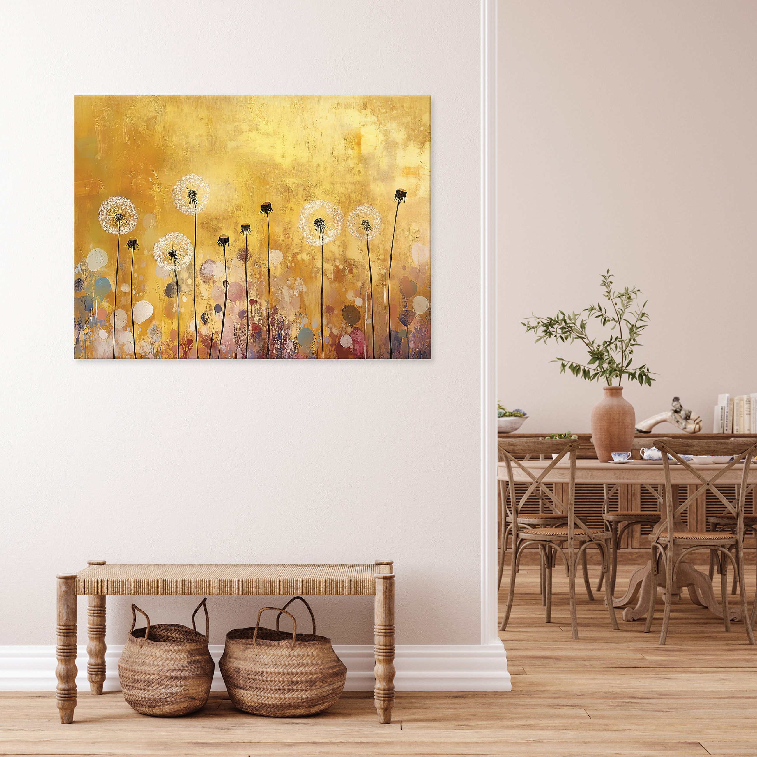 Wallarena Leinwandbild Blumen Gold Abstrakt Modern Wandbilder Wand Deko XXL günstig online kaufen