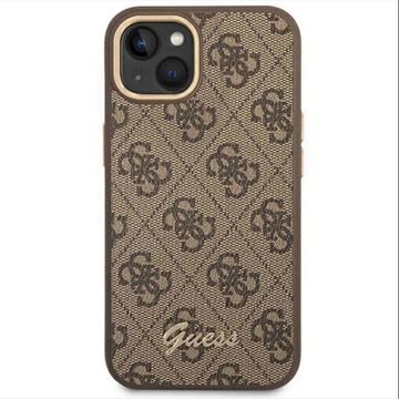 Guess Smartphone-Hülle Guess 4G Vintage Gold Logo Hülle Case für Apple iPhone 14 Plus Braun