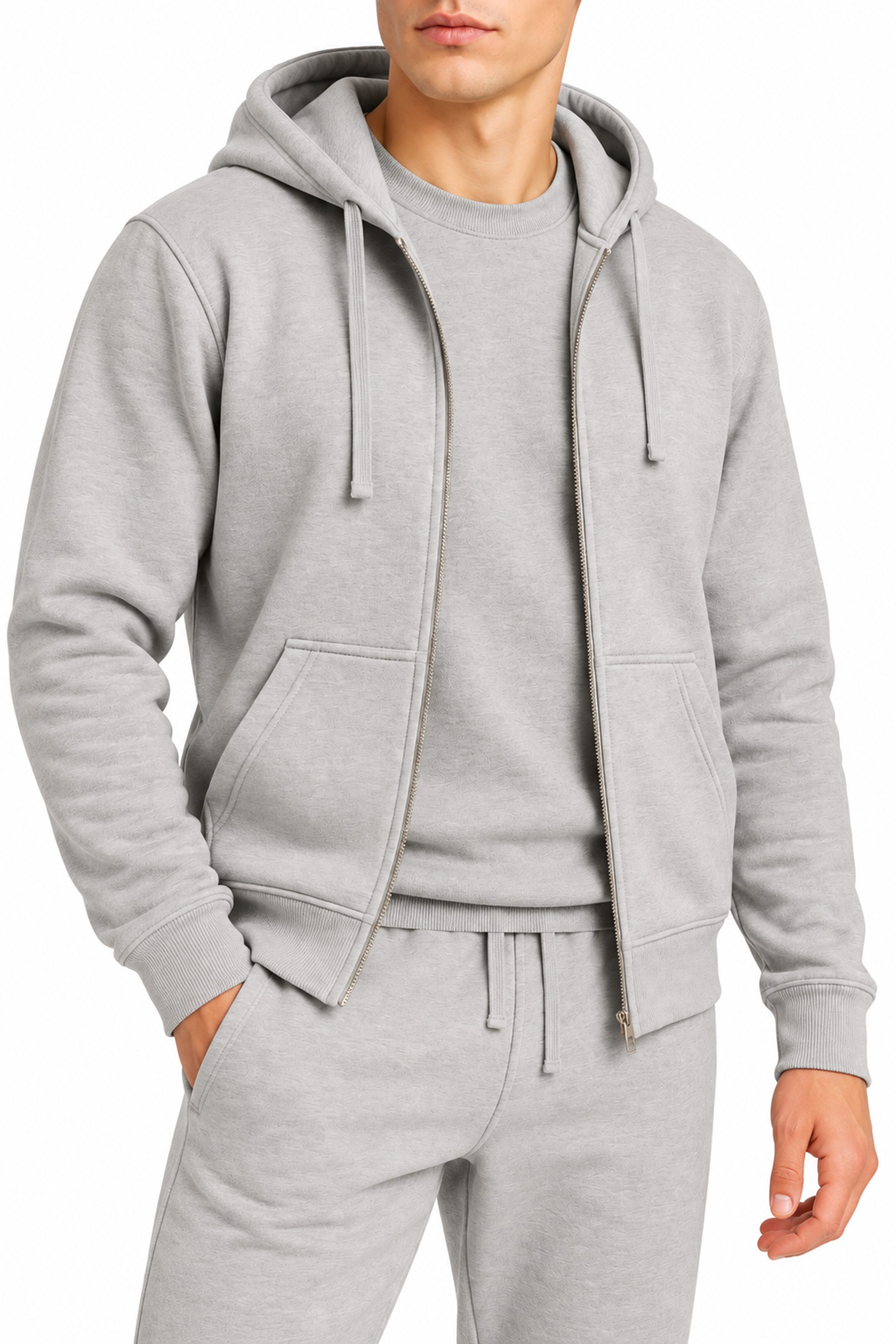 Banco Kapuzensweatjacke Herren Zip Hoodie Kapuzenjacke Basic Relaxed Fit mit Taschen mit Single-Jersey gefütterter Kapuze, Seitennähten und Fronttaschen