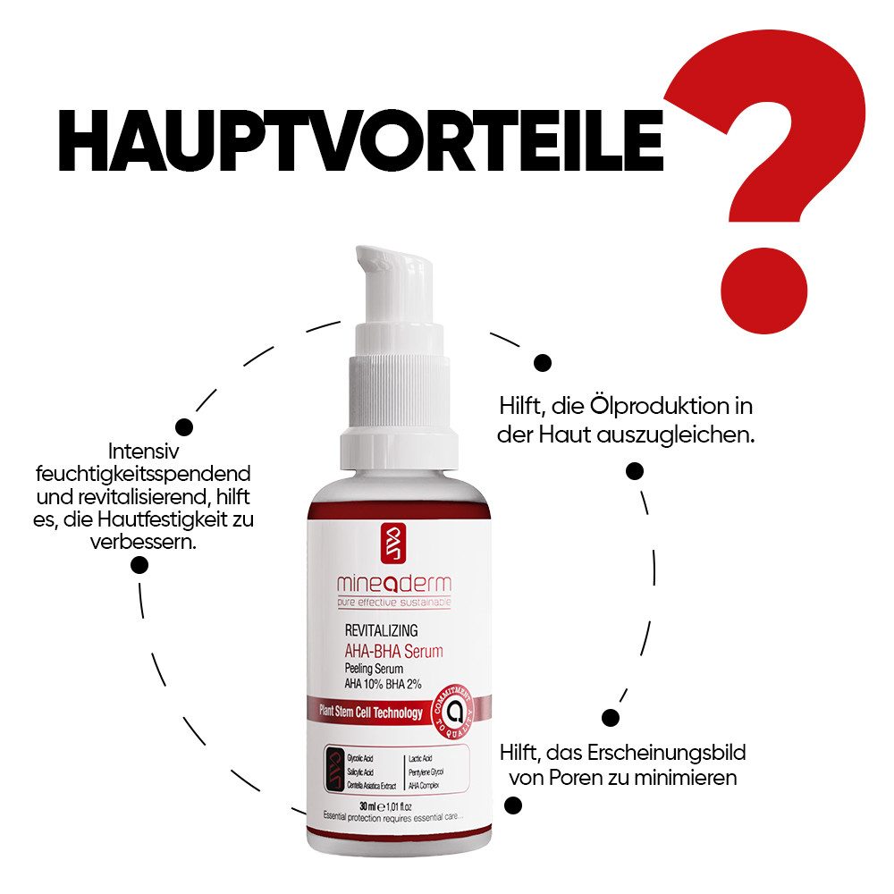 mineaderm Gesichtsserum Revitalizing AHA 10% BHA 2% Peeling Serum, 30 ml, 1-tlg.