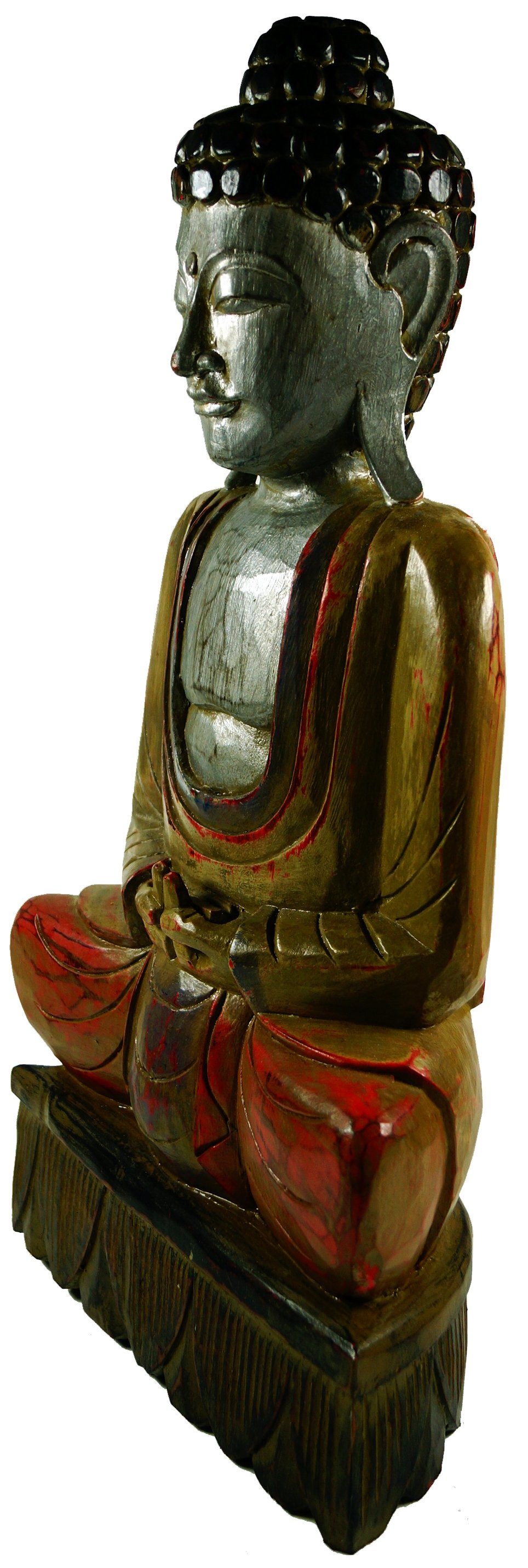 Dhyana Guru-Shop Mudra Großer Buddhafigur Holzbuddha,
