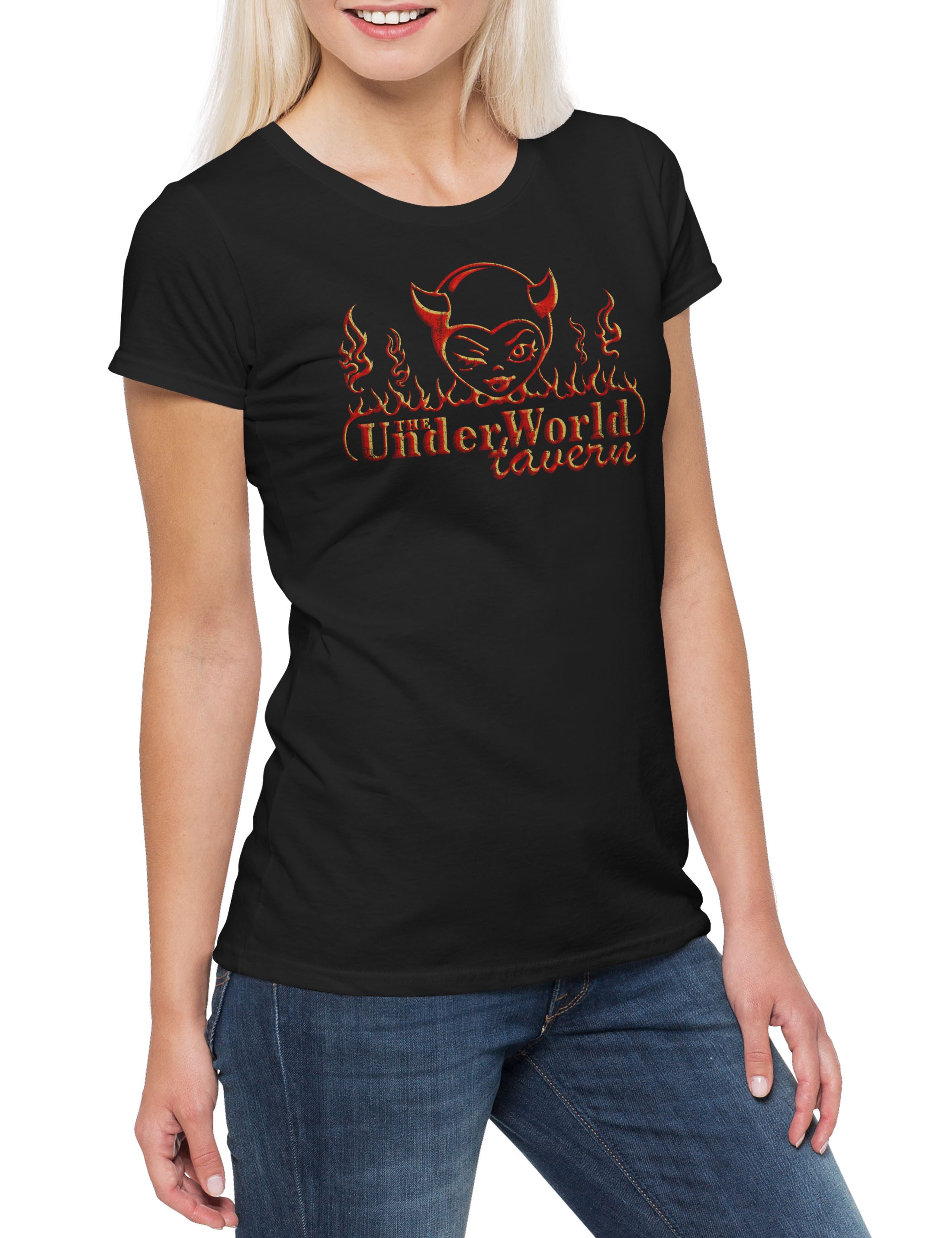 Print-Shirt Underworld Tavern Damen T-Shirt Logo Symbol Sign Game Games Gaming Bar