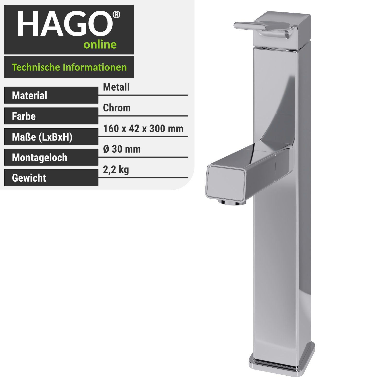Brause Mischbatterie Wasserhahn HAGO Waschtischarmatur Waschtischarmatur ausziehbare Chrom