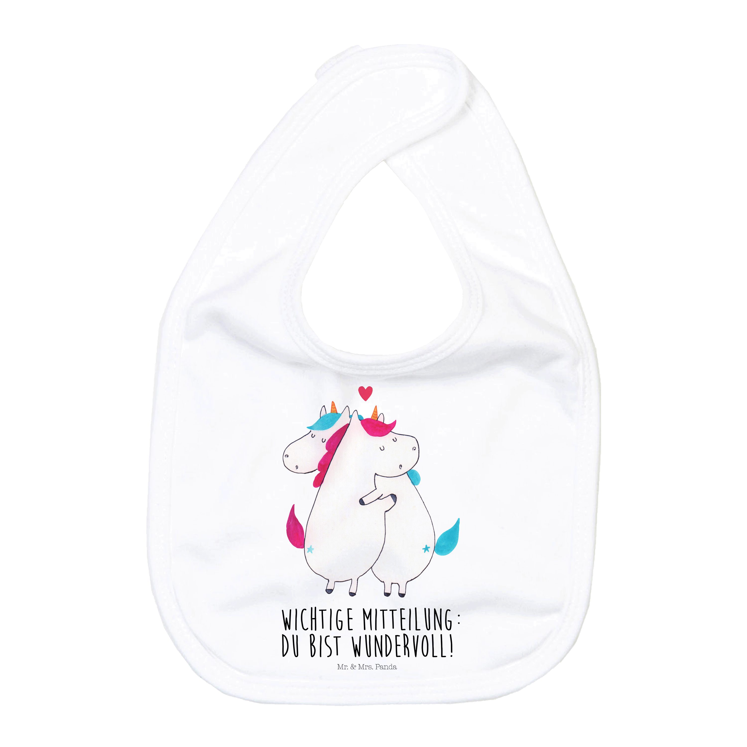 Tragetuch Einhorn Mitteilung - Weiß - Geschenk, Geschenk zur Geburt, Baby Lätzc