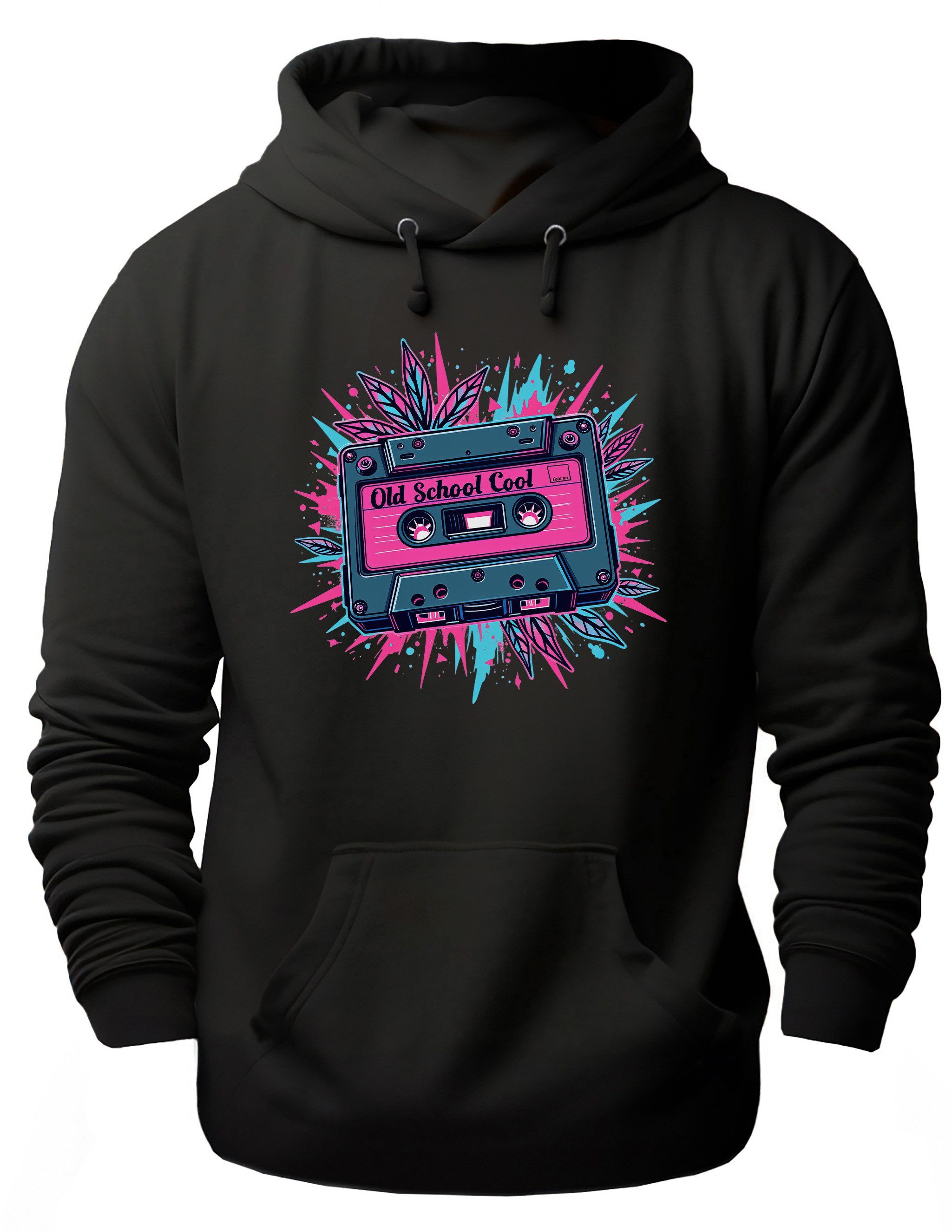 MyDesign24 Hoodie Urbaner Streetart Kapuzen Pullover - Retro Kassette Kapuzensweater - moderner Hoodie i641