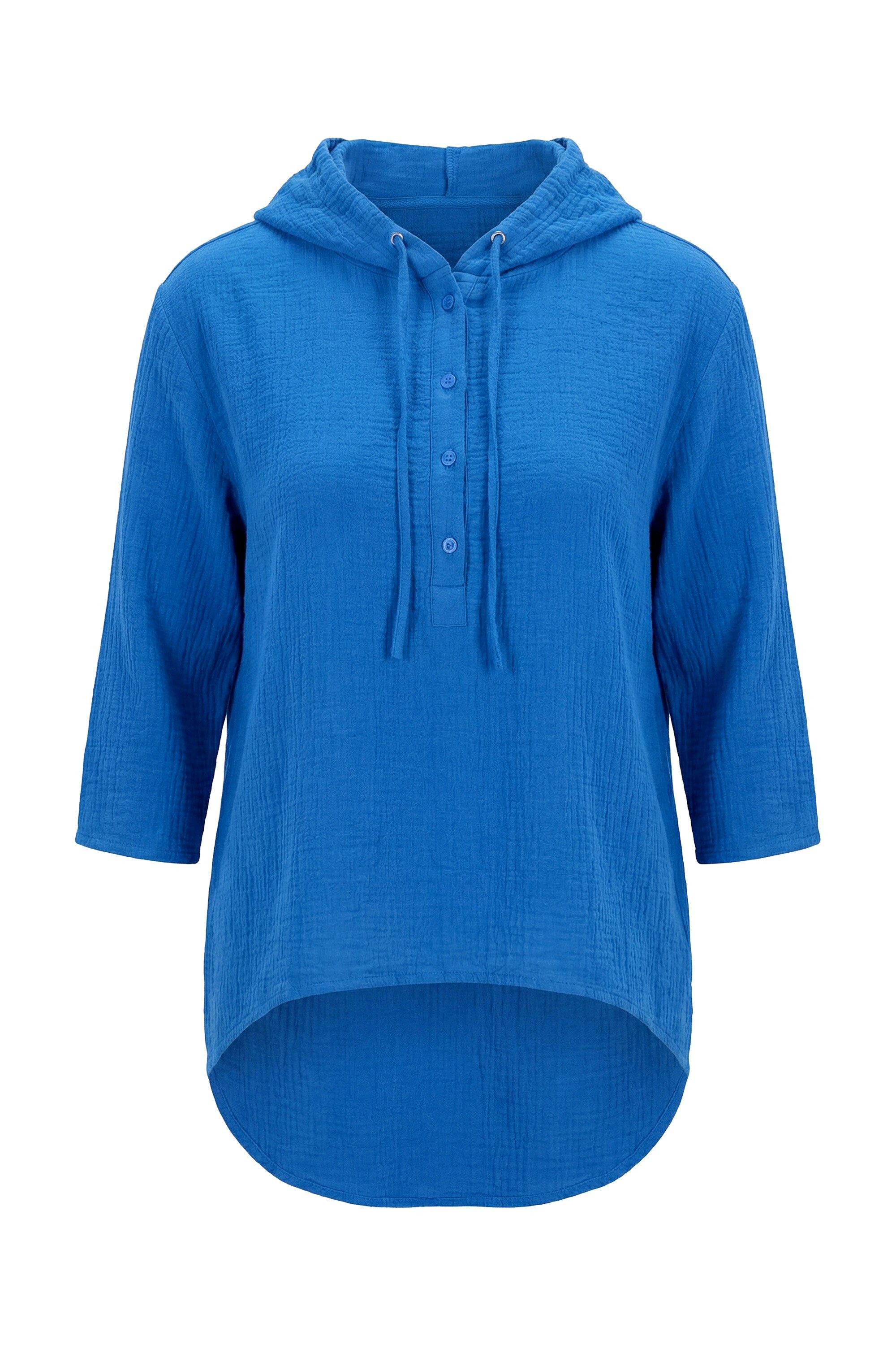 Angel of Style Longbluse Bluse A-Linie Musselin Kapuze