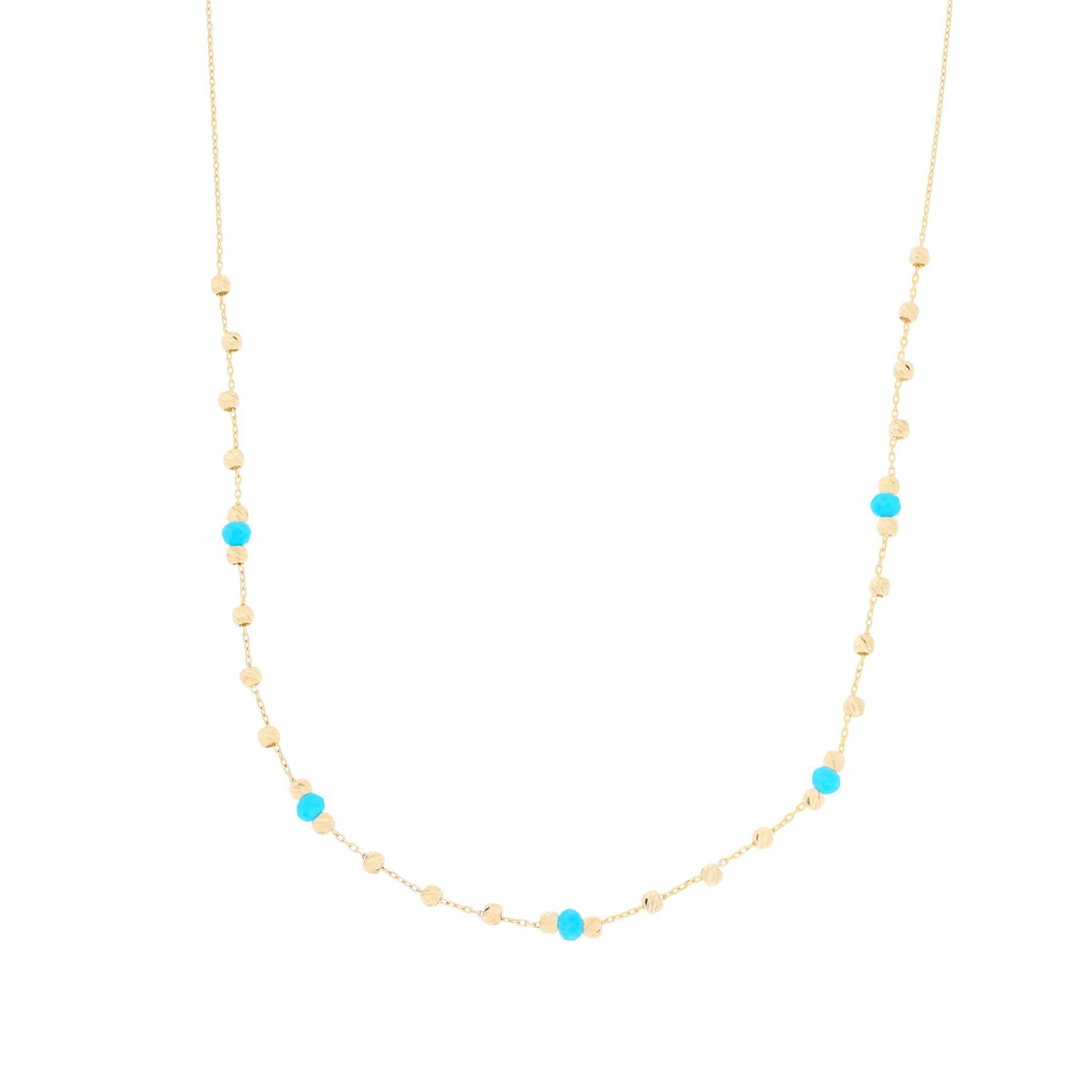 Stella-Jewellery Collier 585er Gold Collierkette mit Kugeln Turkis Steinen, günstig online kaufen