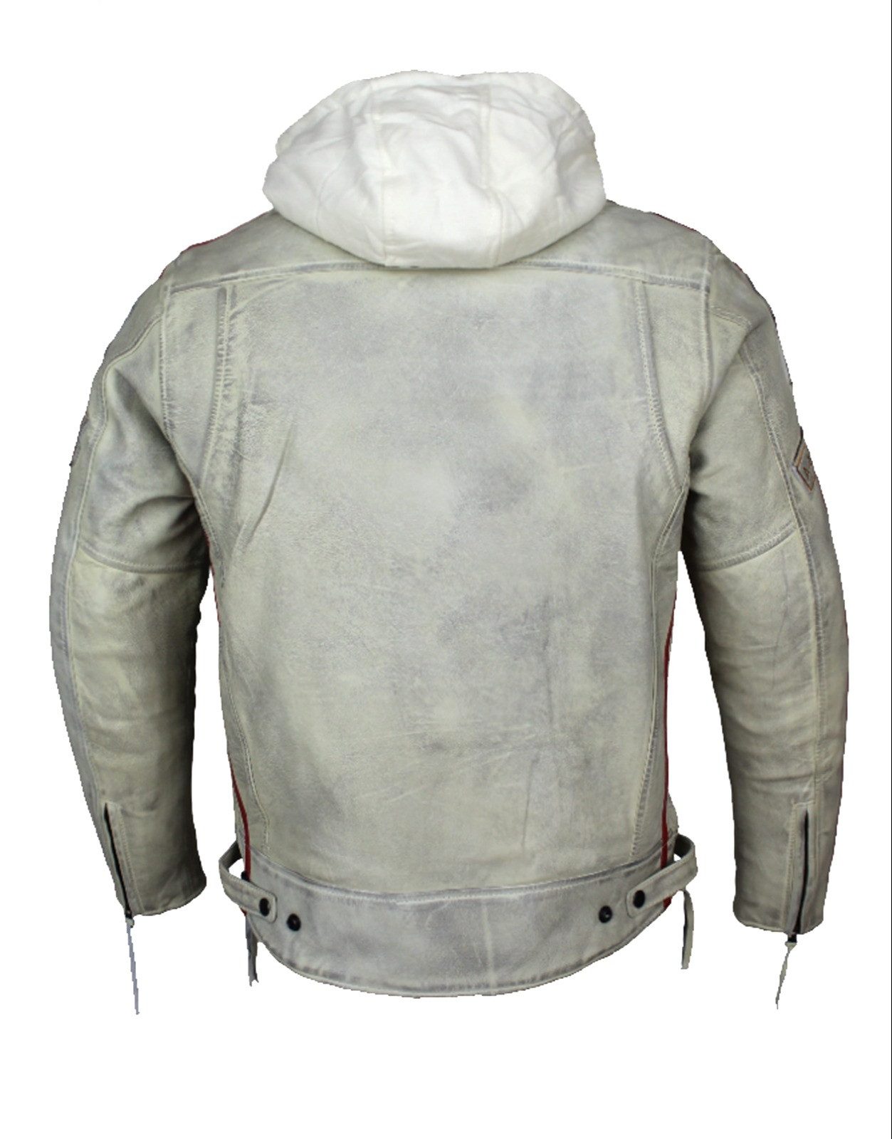 Alpha Speeds Motorradjacke Herren Leder Jacke Biker Freizeit Highway Jacke Weiß (Trennbare Innenjacke + Kapuze) aus weichem Lammleder, mit herausnehmbare Protek – Bild 5 von 5