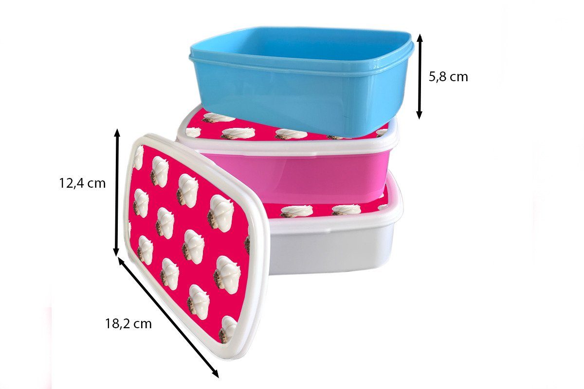 MuchoWow Rot, für Muster weiß und (2-tlg), Lunchbox Brotbox - für Erwachsene, - Mädchen Knoblauch Jungs Kunststoff, und Kinder Brotdose,