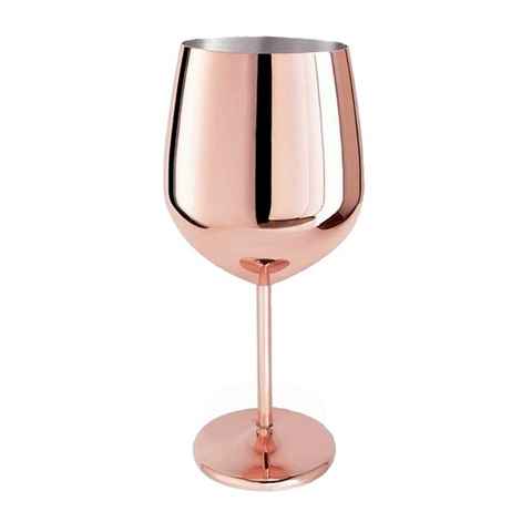 HAC24 Weinglas Weinbecher Weinkelch Rotweinglas Weißweinglas, Edelstahl, Kupferfarben 400 ml