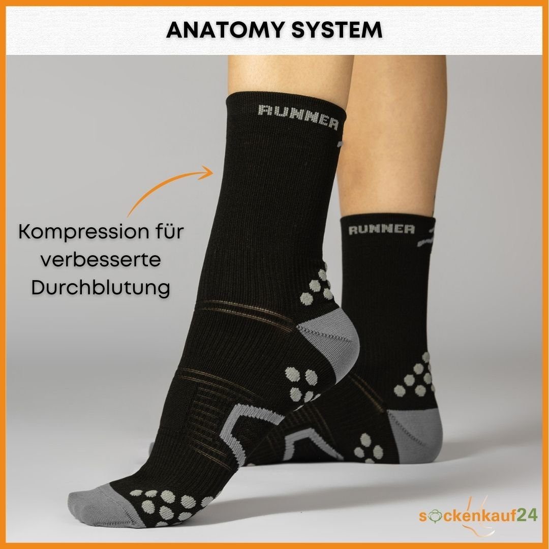 sockenkauf24 Laufsocken Sportsocken für Herren & Damen Laufsocken (3xSchwarz, 3-Paar, 47-50) Atmungsaktive Running Socks 50201P WP