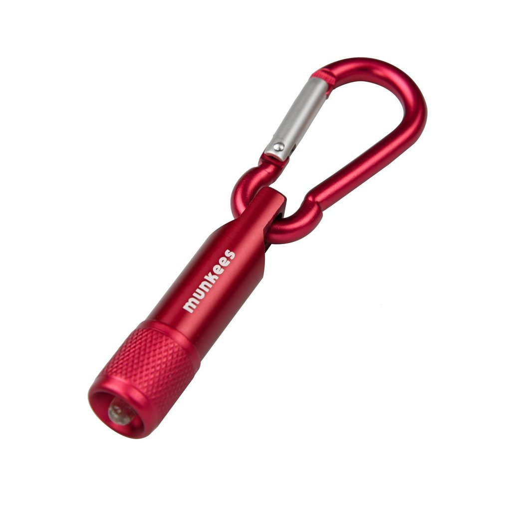Munkees Taschenlampe Mini LED Leuchte mit Karabiner, Rot (Einzelartikel, 1-St), Kompakt, LED-Leuchte, Karabiner, Drehmechanismus