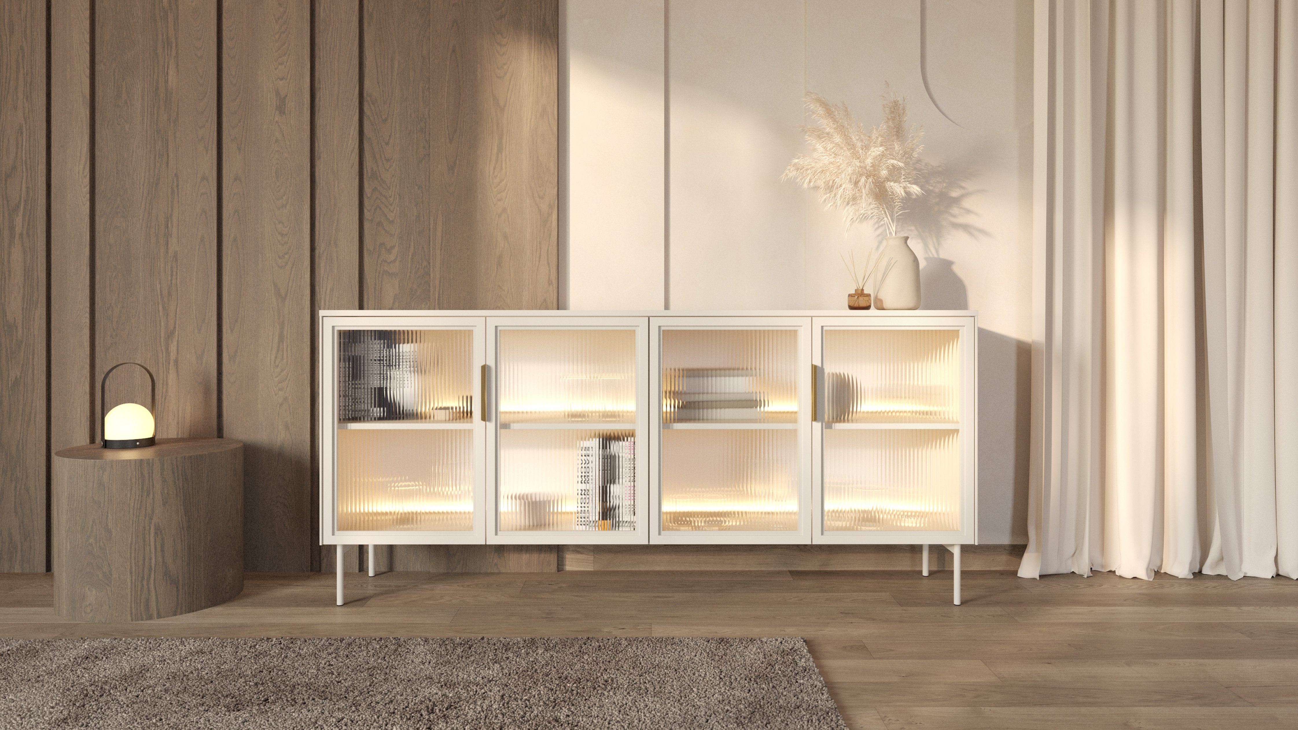 Masseno Kommode GLORIA 181,3 cm Sideboard mit 4 Türen Kaschmir