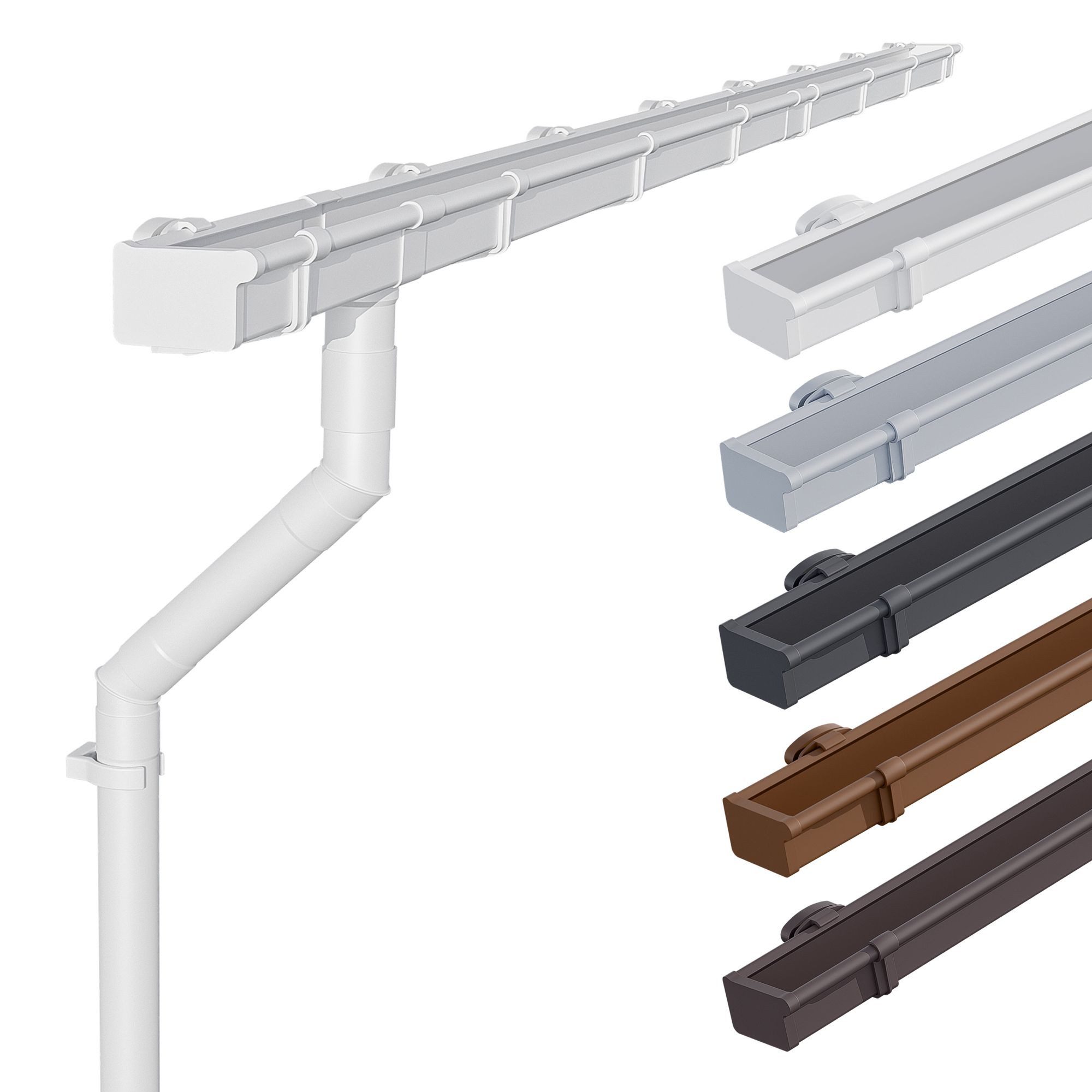 INEFA Dachrinne NW 68 Dachrinnen-Set kastenförmig aus PVC für Gartenhaus,3m, Kastenrinnen- Set von INEFA, 1-St., Set für eine Dachseite, Regenrinne aus Kunststoff für Pultdach, Made in Germany