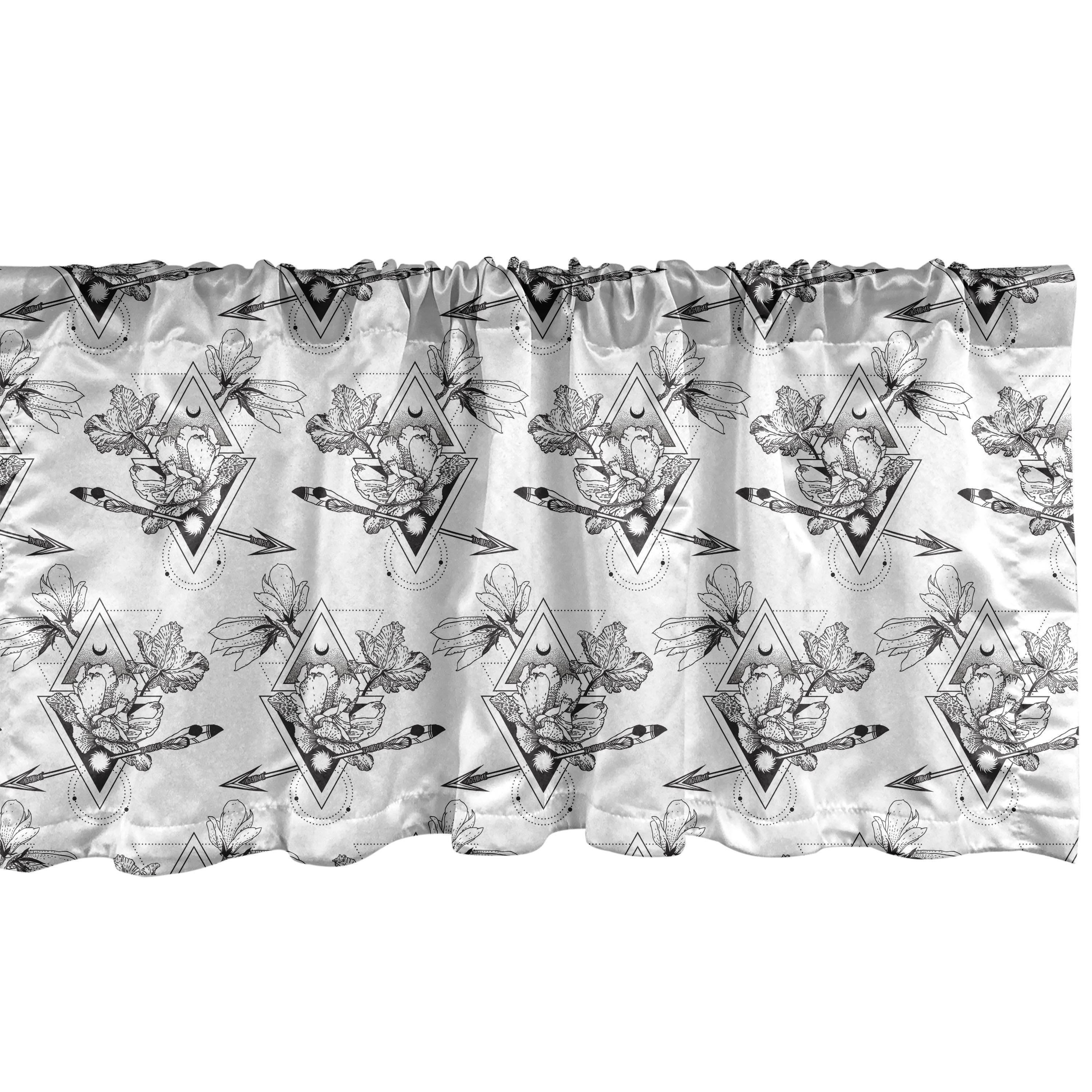 Scheibengardine Vorhang Volant für Küche Schlafzimmer Dekor mit Stangentasche, Abakuhaus, Microfaser, Alchimie floral Mystic