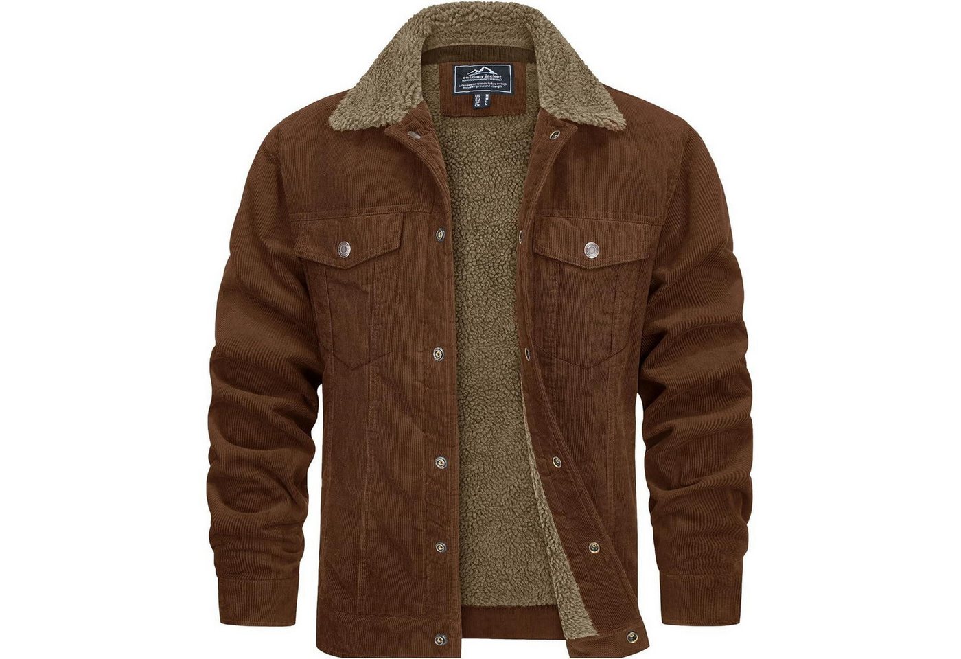 LuxusKollektion Cordjacke Cordjacke Herren gefüttert Cargo Teddyfellkragen Winter M Braun